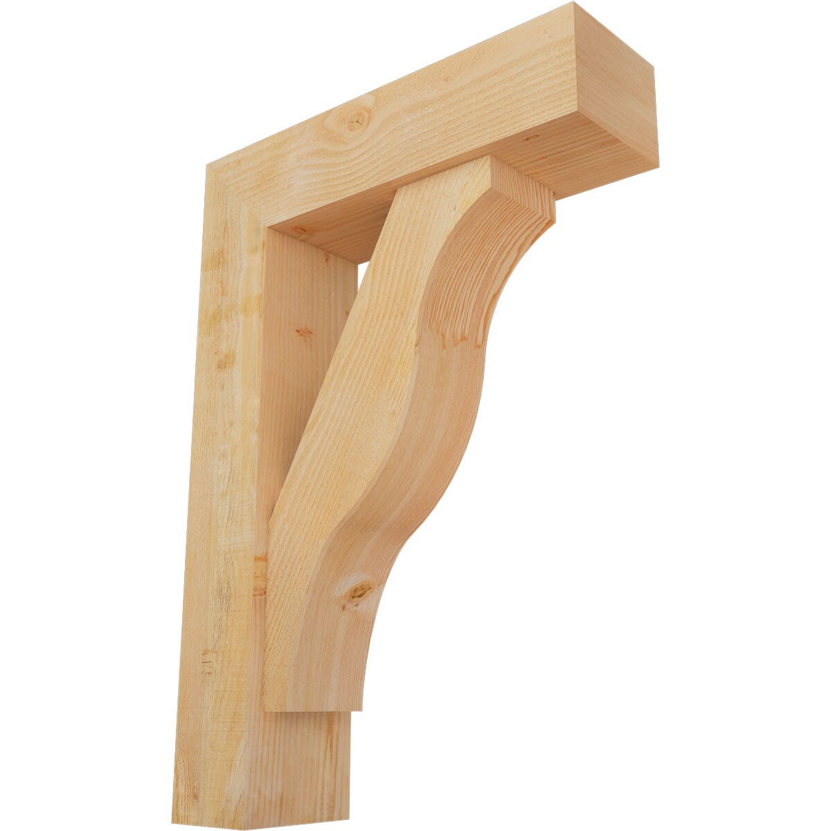 Ekena Millwork 1462485 Funston Block Rough Sawn Bracket with Offset Brace 8-in x 28-in x 40-in Douglas fir Brown Wood Standard bracket