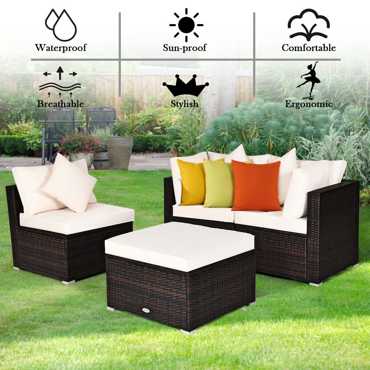 Forclover HYFW-750WH Patio-Conversation-Sets - View #3