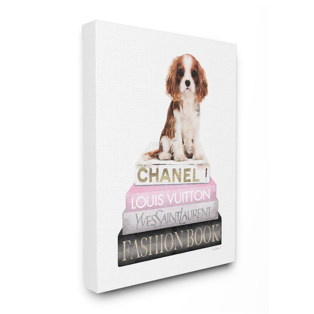 Stupell Industries Trendy Fashion Books Glam Dog Square Decorative