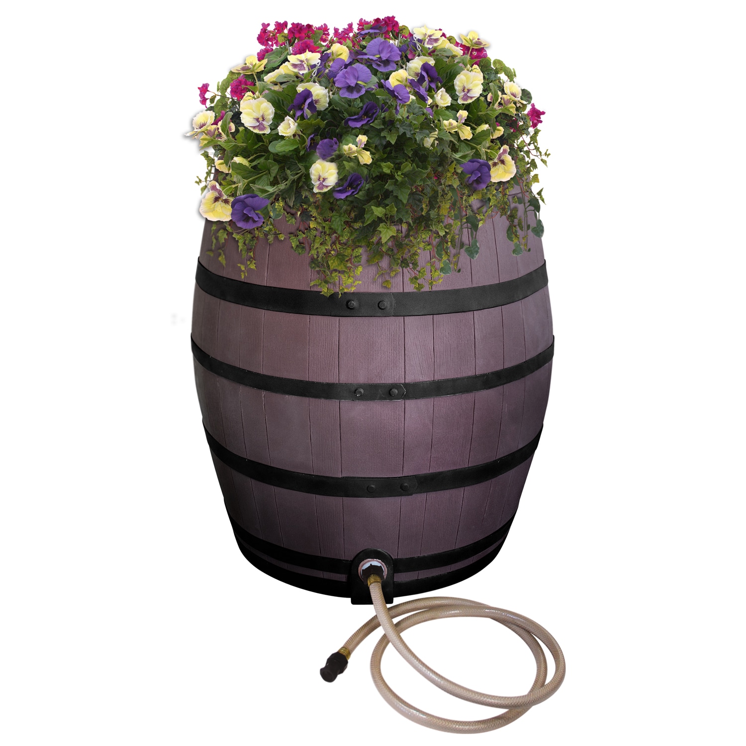 EMSCO GROUP 2243-1 50-Gallon Brown Plastic Rain Barrel with Diverter Spigot