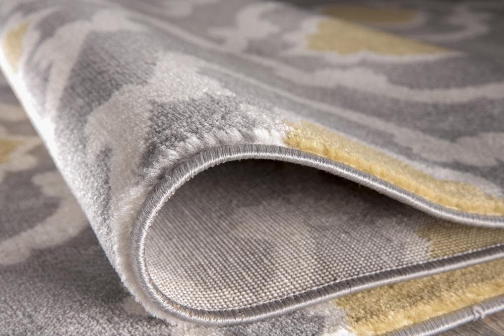 Contemporary Moroccan Trellis 6'6" x 9' Gray and Yellow Area Rug