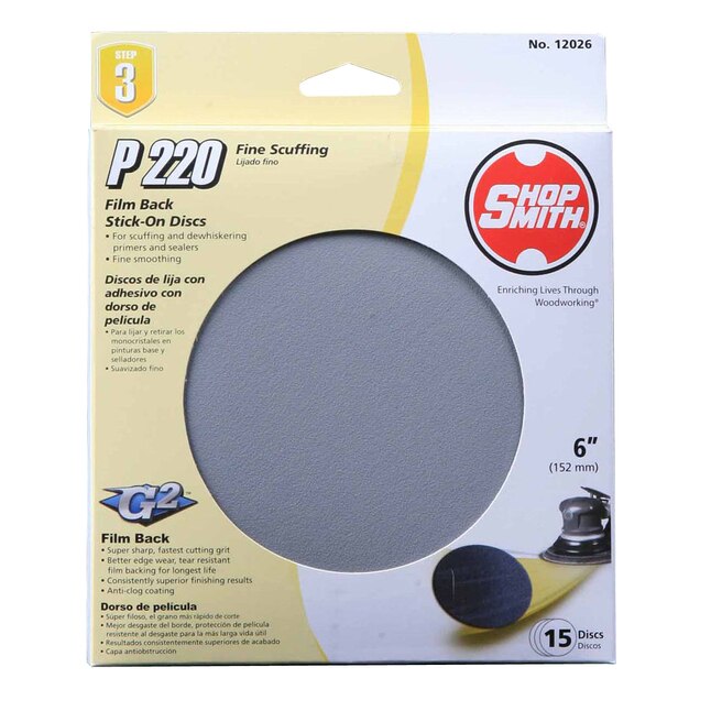 Shopsmith 12314 220-Grit Aluminum Oxide Fine Sanding Sheet 5.5 in. Pack of 5