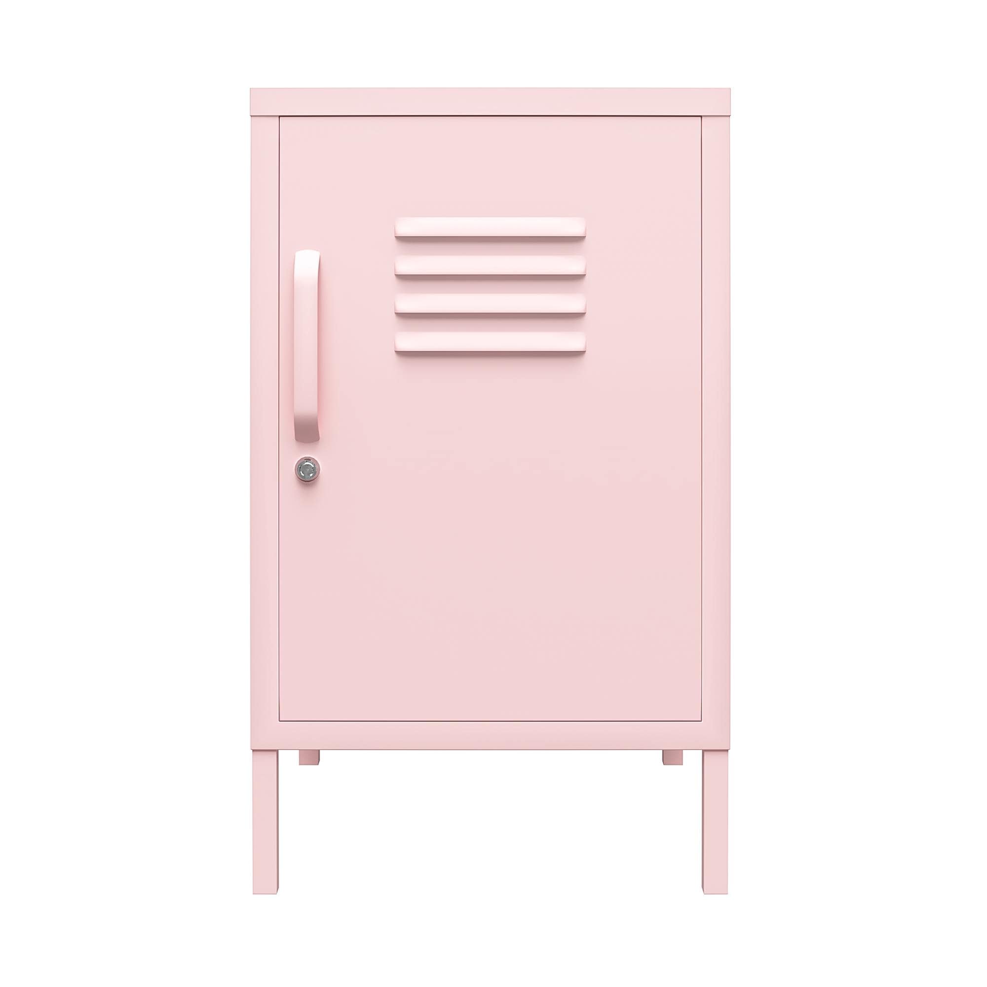 Bashful Pink Metal Locker End Table with Storage