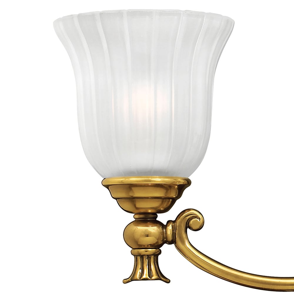Francoise Burnished Brass 3-Light Outdoor Vanity with Frosted Ribbed Glass