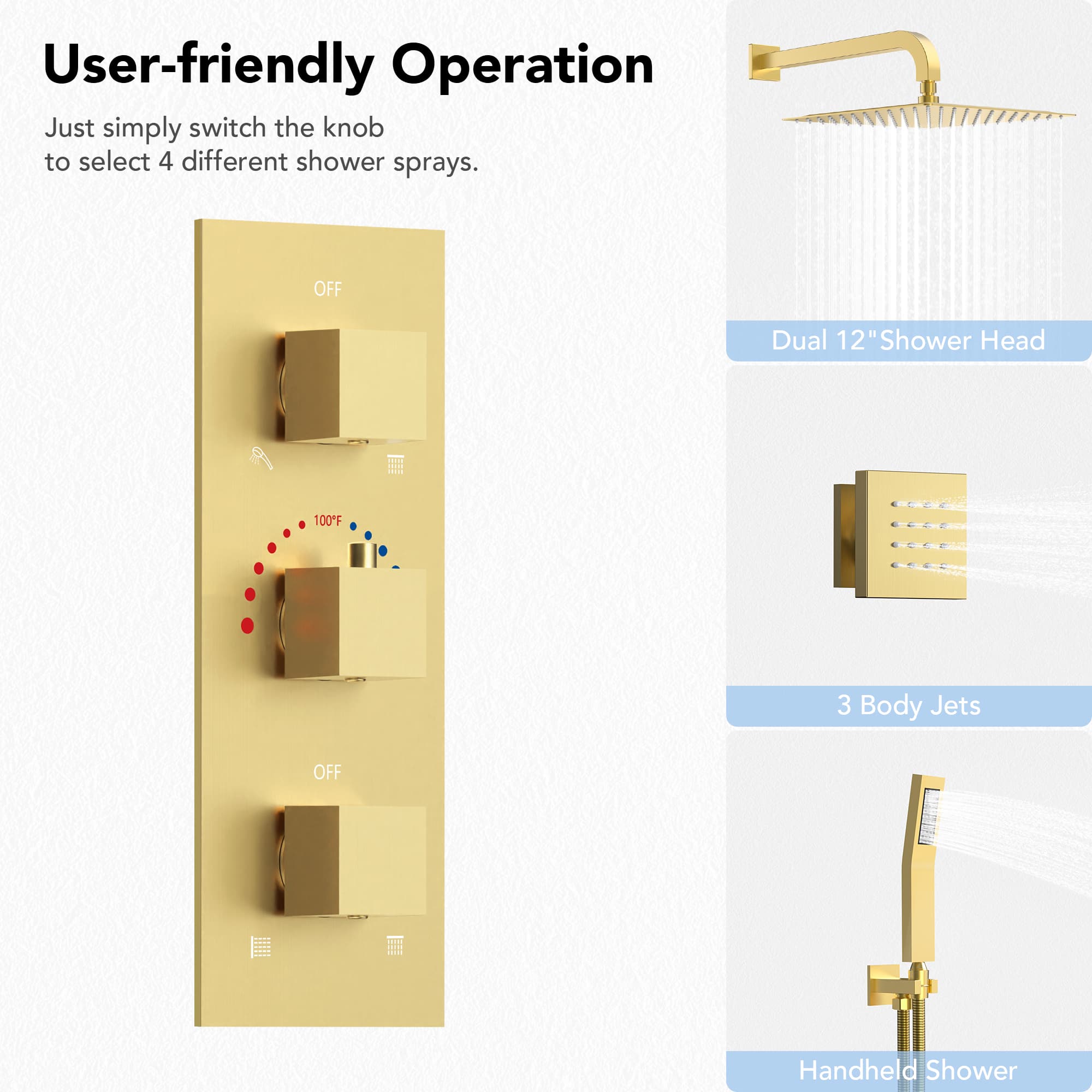 EVERSTEIN SFS-1068-GD12 Tub-Shower-Faucets - View #4