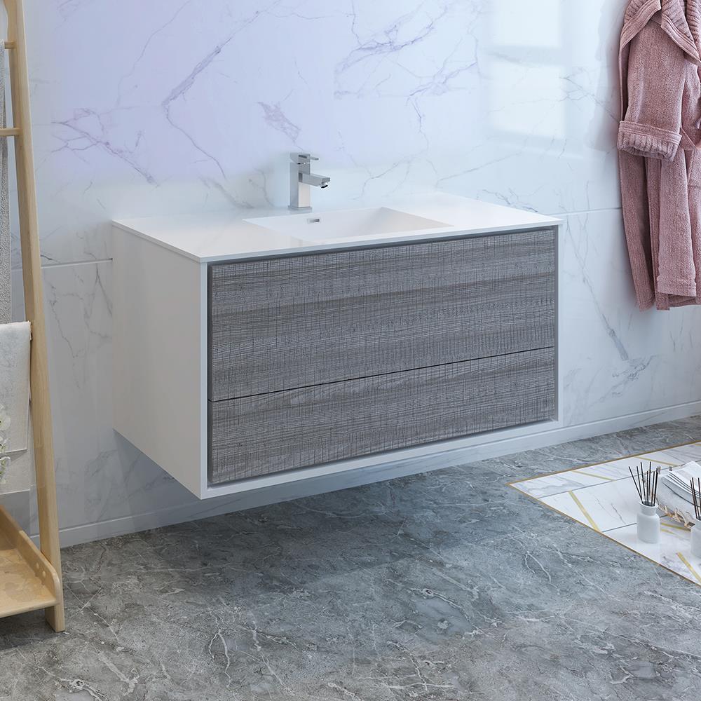Fresca FCB9248HA-I Catania 48-in Ash Gray Single Sink Bathroom Vanity with White Acrylic Top