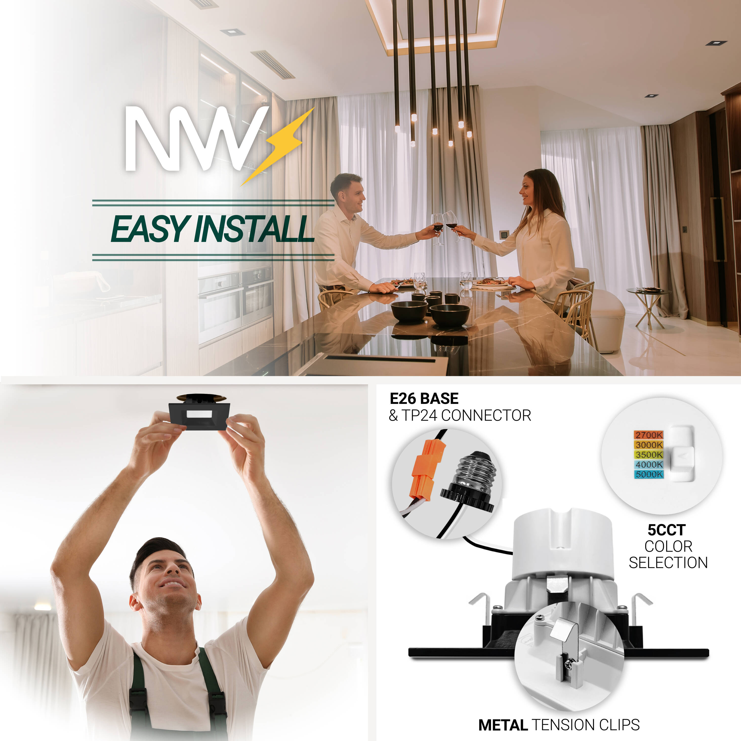 NUWATT SQ-C4-11W-5CCT-BLK12 Led-Retrofit-Downlight - View #6