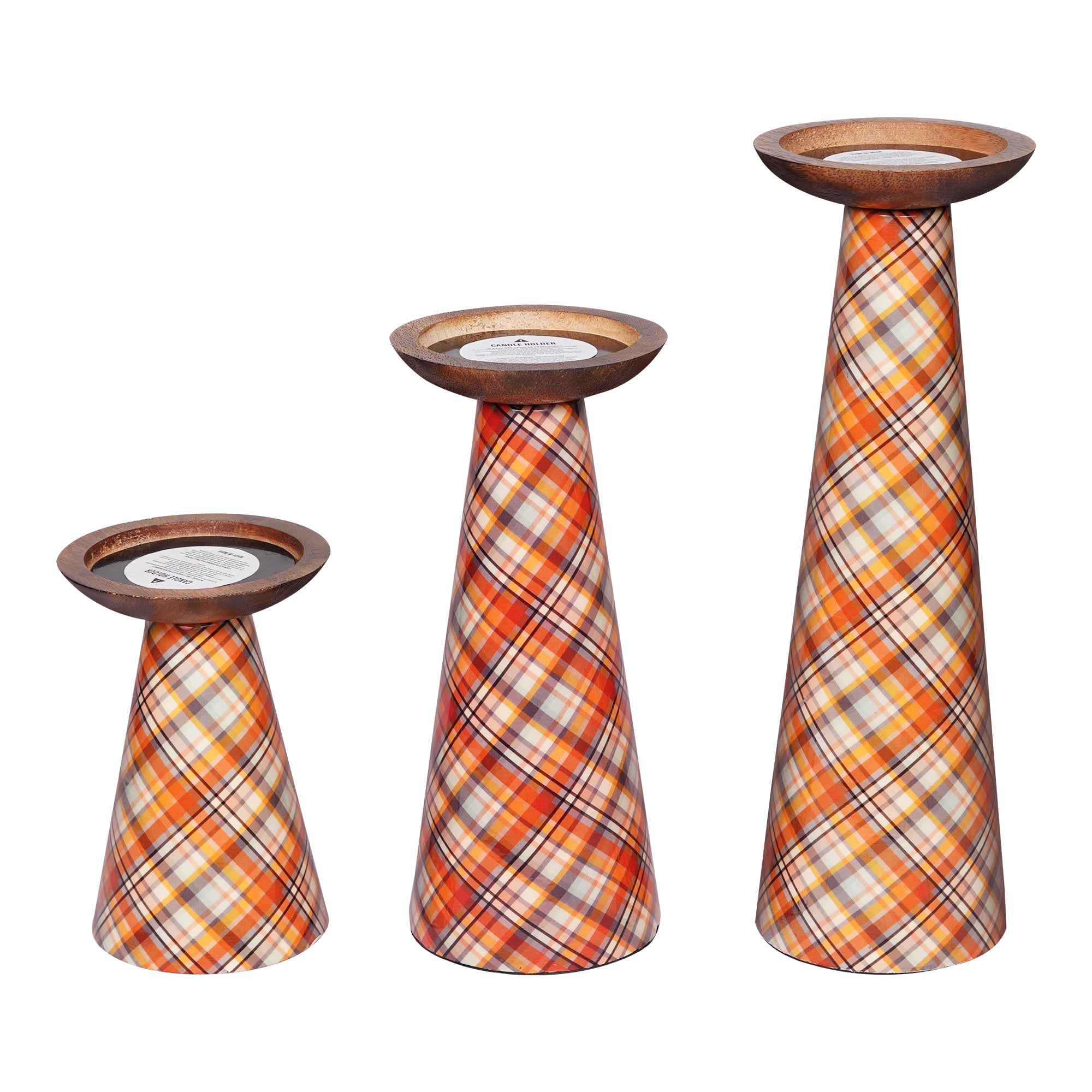 Mela Artisans  Plaid Pillar Candleholder Set