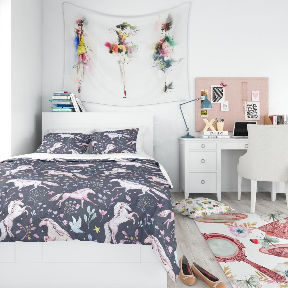 Designart BED18673-Q 3 -Piece Black Queen Duvet cover Set
