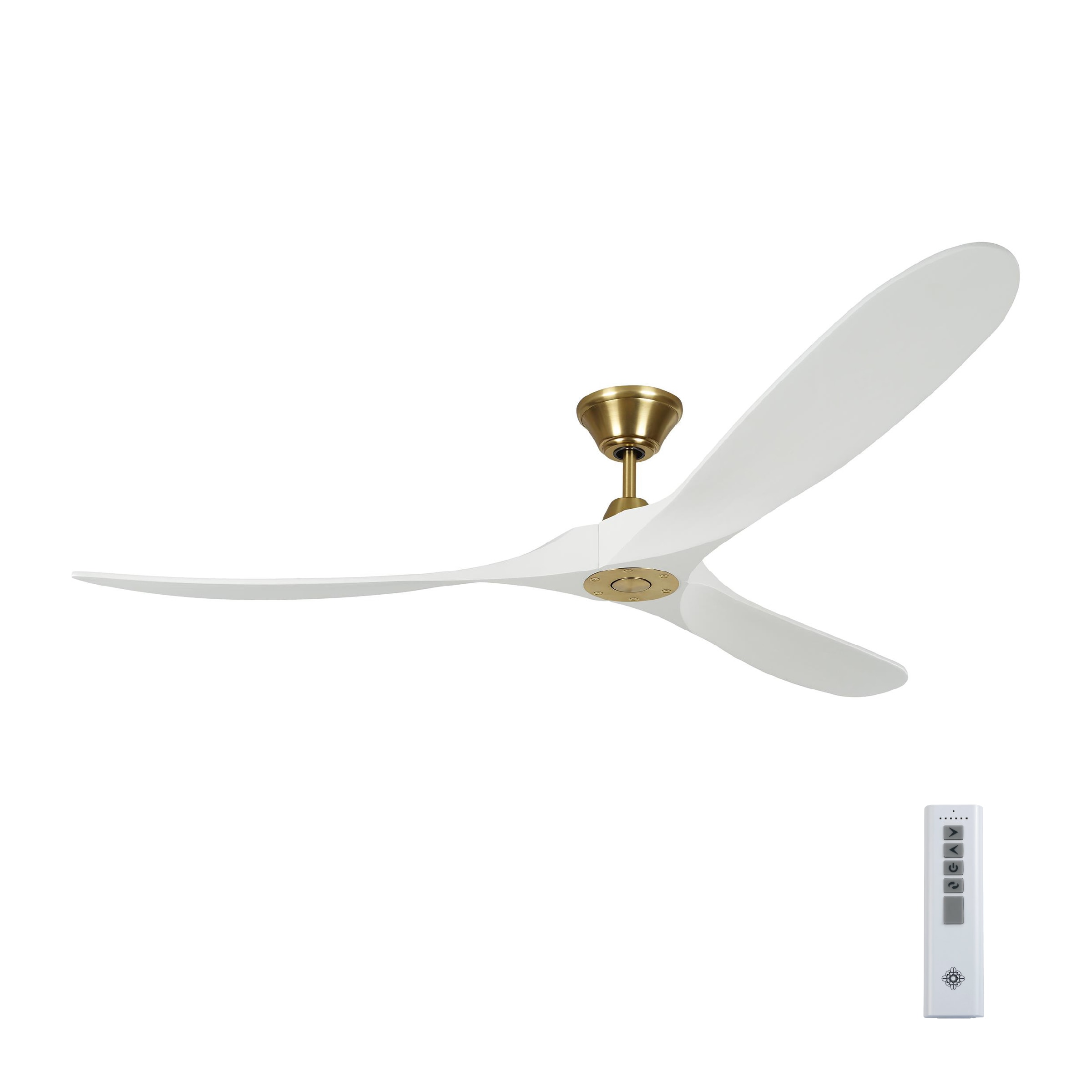 Generation Lighting 3MAVR70RZWBBS Maverick 70-in Outdoor Burnished Brass with Matte White Blades Ceiling Fan Light Kit Compatible - Remote Included ( 3 -Blade )