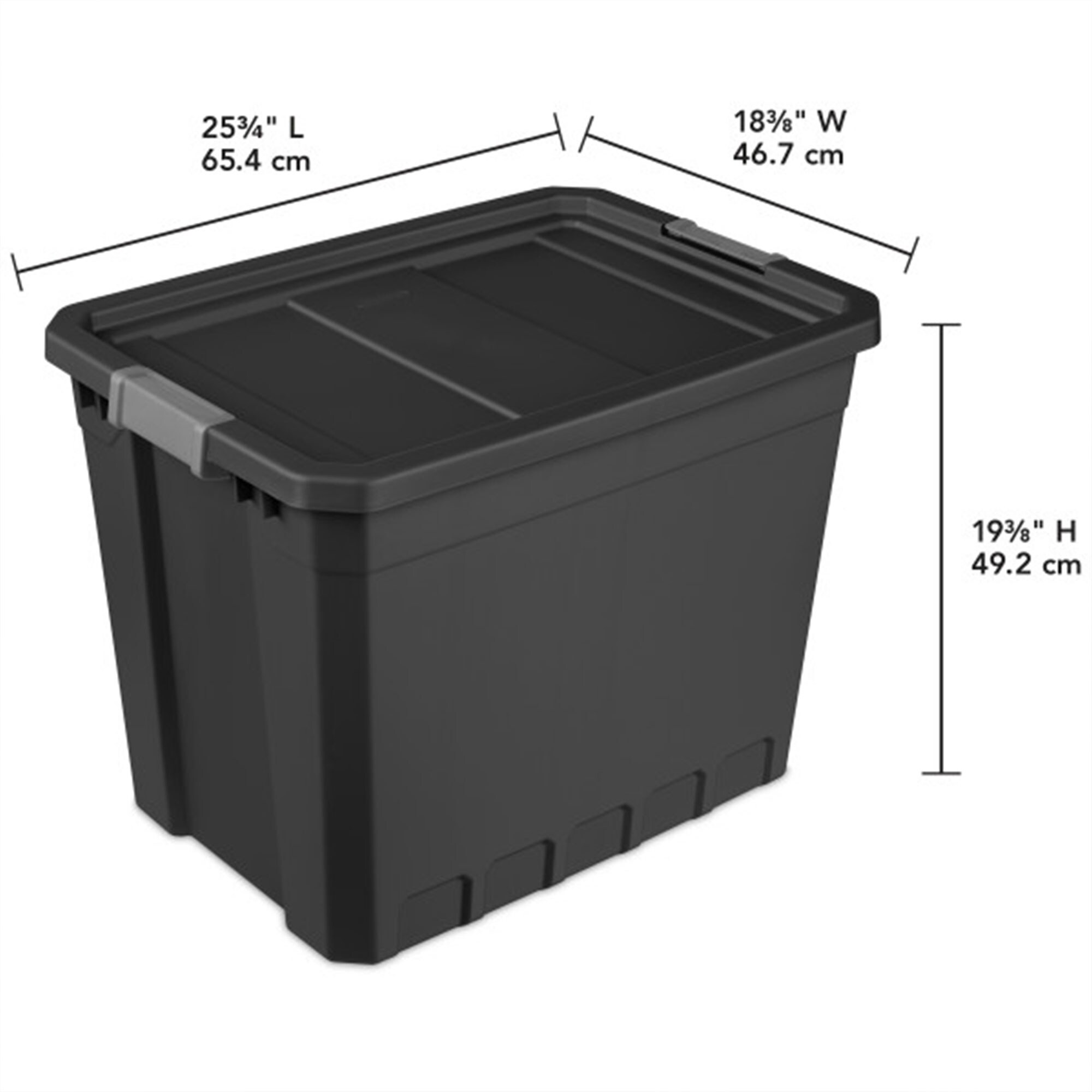Black Heavy Duty Plastic Stackable Storage Tote with Lid
