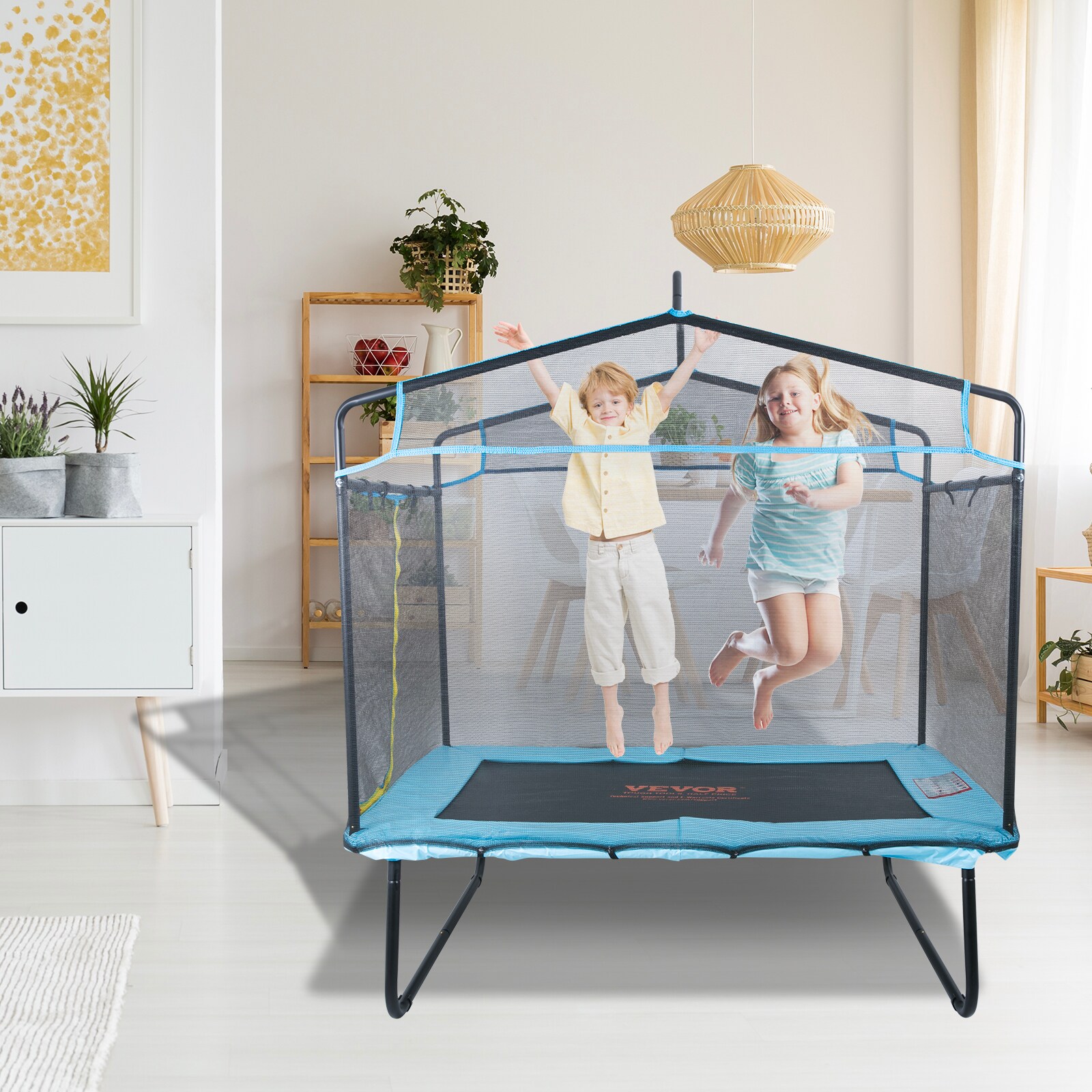 6-Foot Black Metal Kids' Trampoline with Enclosure