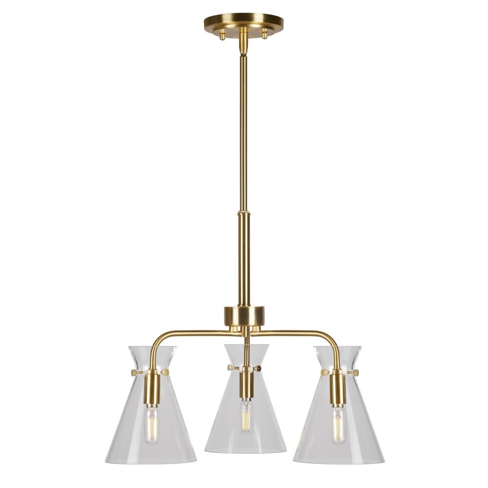 Forte Lighting 2733-03-12 Beaker 3 -Light Brushed Gold Modern/contemporary For Use in Bedrooms, Dining Rooms, Foyers, Kitchens, Living Rooms Chandelier