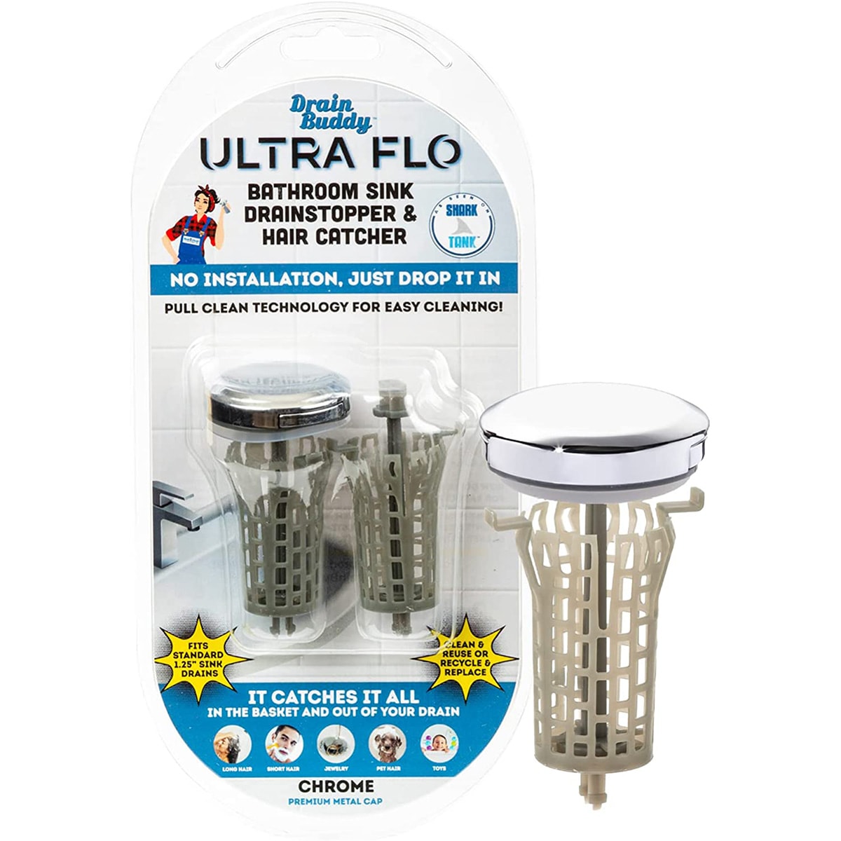 Drain Buddy BUF SIN CHR M1 Ultra Flo Chrome Bathroom Sink stopper