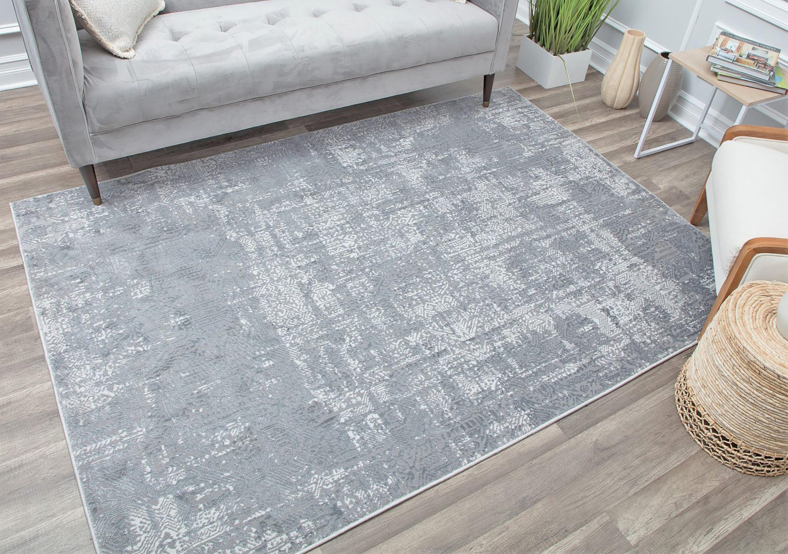 Rugs America 29074 Elliana 5 x 7 (ft) Loomed Polypropylene Denim Rectangular Indoor Distressed/Overdyed Farmhouse/Cottage Area rug