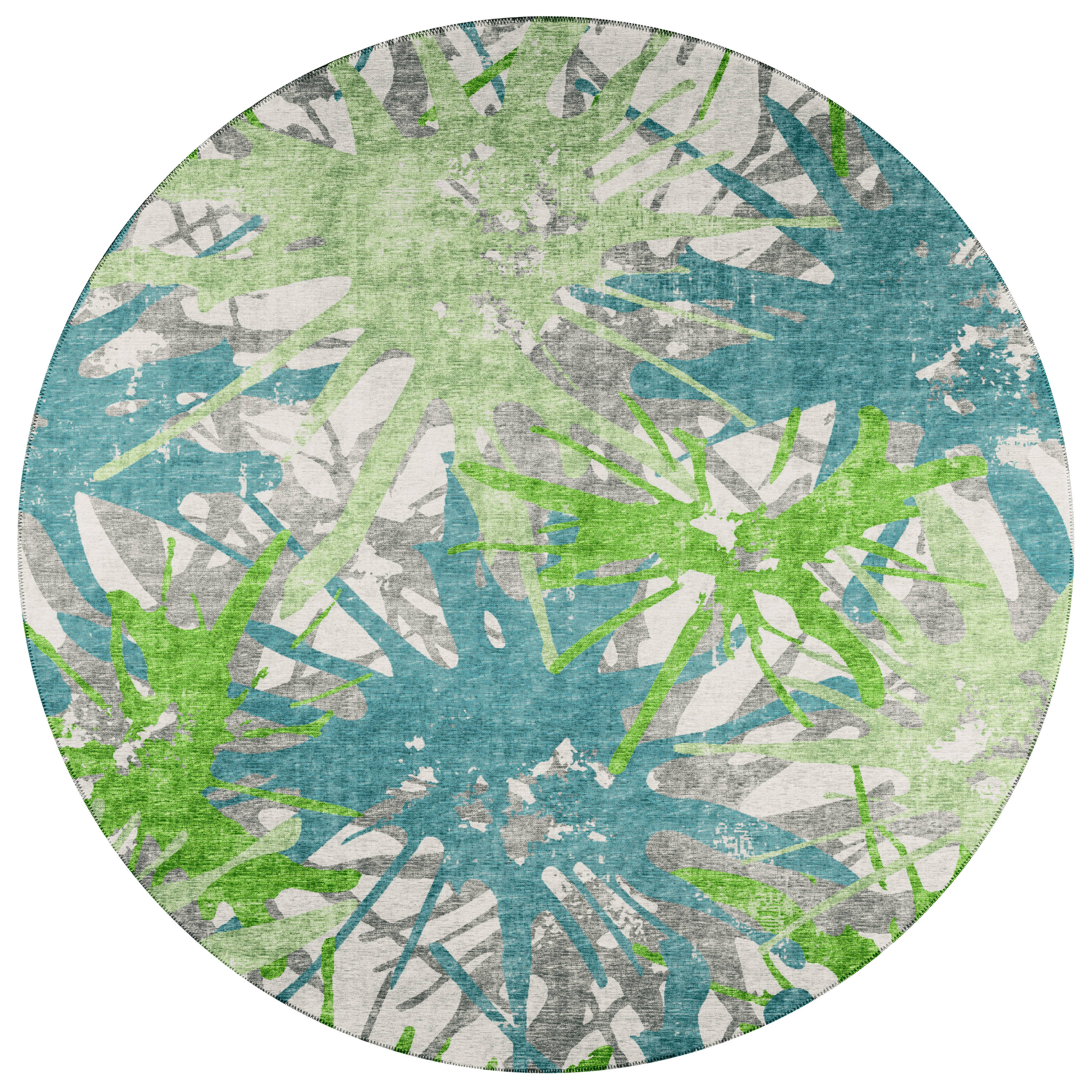 Addison Rugs ABV36GR8RO Bravado 8 x 8 (ft) Chenille Green Round Indoor/Outdoor Abstract Southwestern Area rug