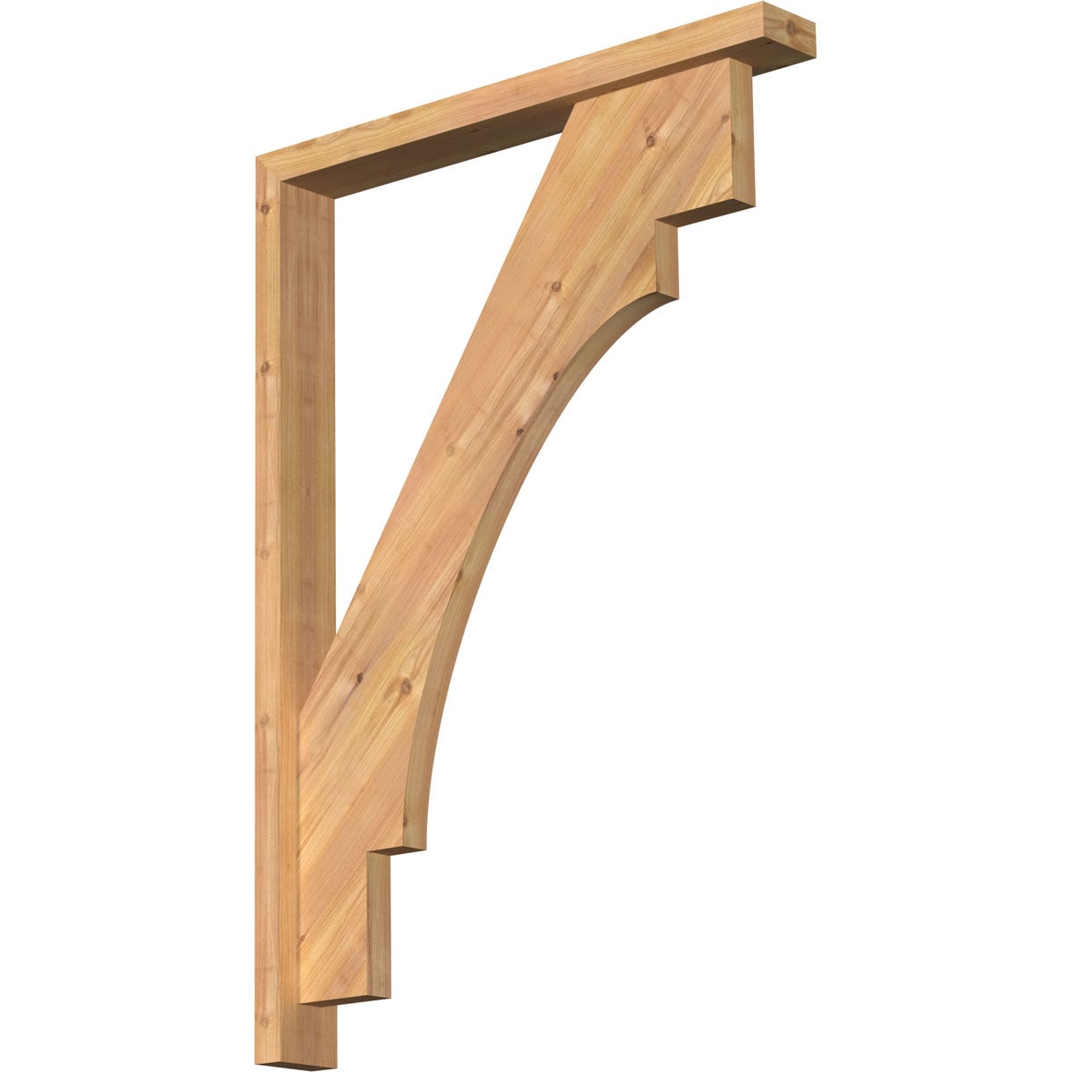 Ekena Millwork 1463131 Merced Block Smooth Bracket with Offset Brace 3-1/2-in x 28-in x 40-in Western red cedar Brown Wood Standard bracket