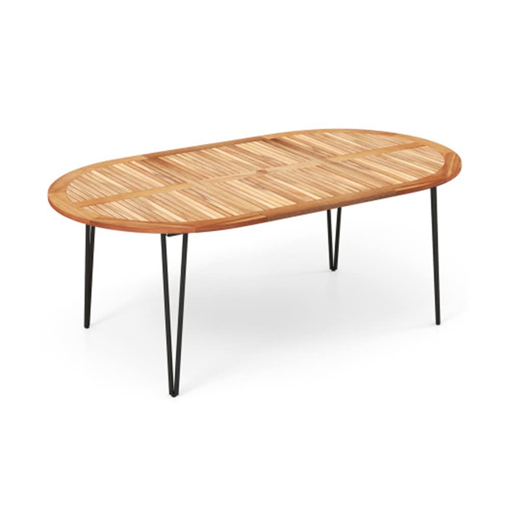 LIVIZA OUJ72246 Juniper Oval Outdoor Dining 43.5-in W x 79-in L with Umbrella Hole