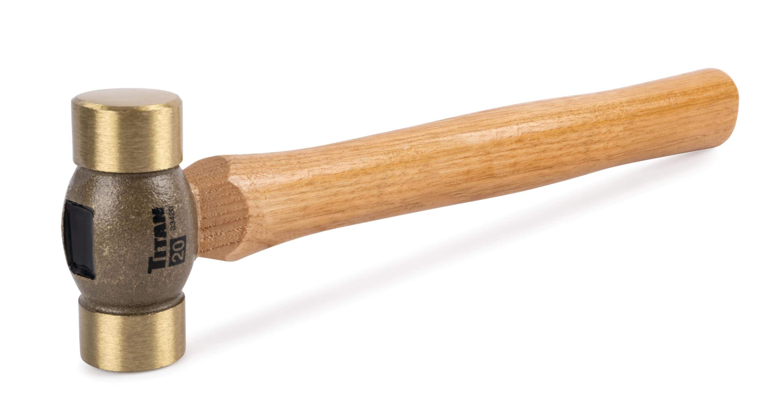 Titan  Double Face Brass Hammer with Hickory - 20 Oz.