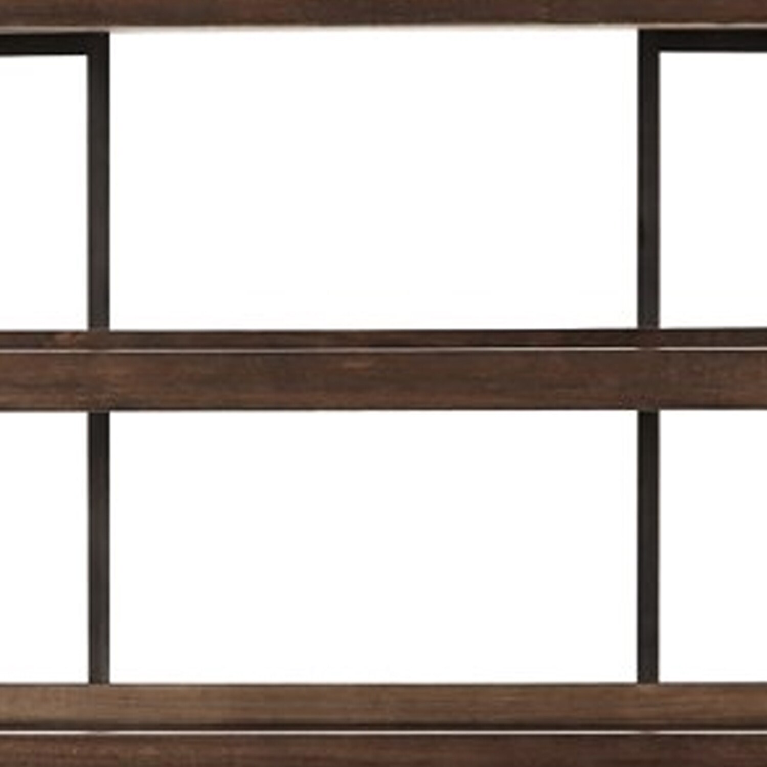 Walnut Brown Bookcase with Black Metal Frame and 5 Fixed Shelves