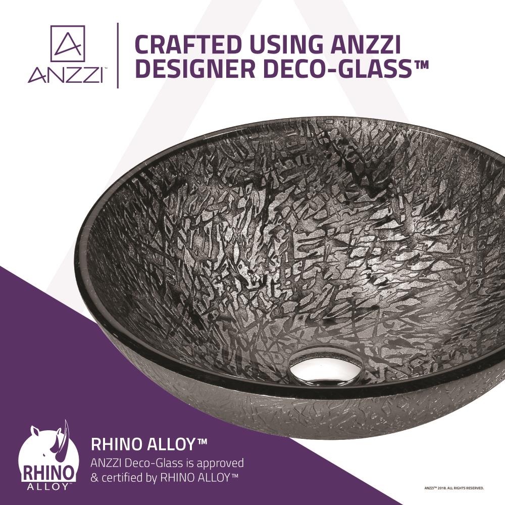 Arctic Sheer 16.5'' Gray Tempered Glass Circular Bathroom Sink