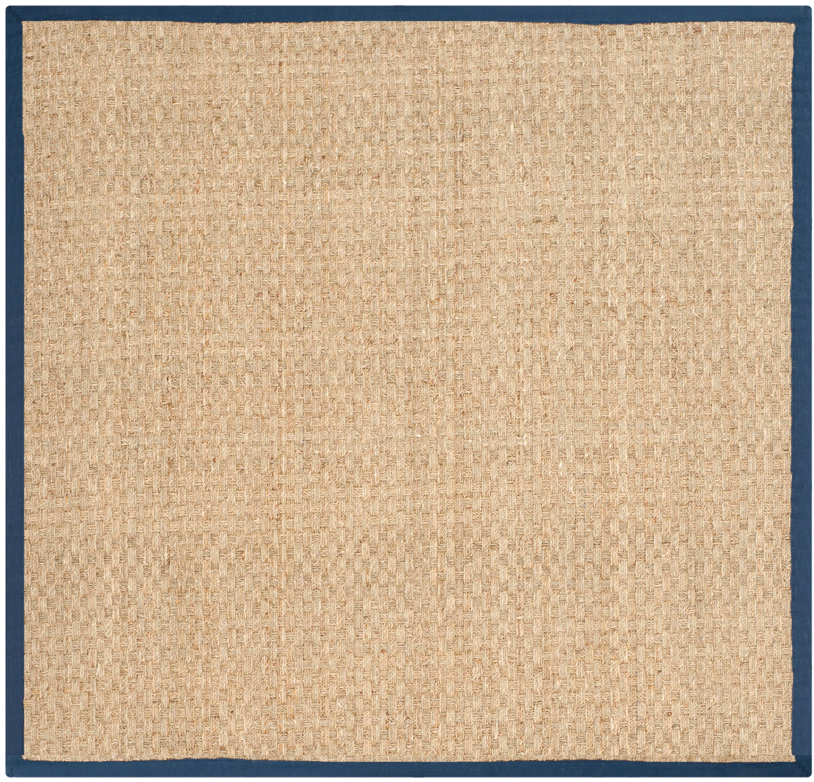 Safavieh NF114E-8SQ Natural Fiber Hampton 8 x 8 (ft) Loomed Seagrass Natural/Blue Square Indoor Solid Coastal Area rug