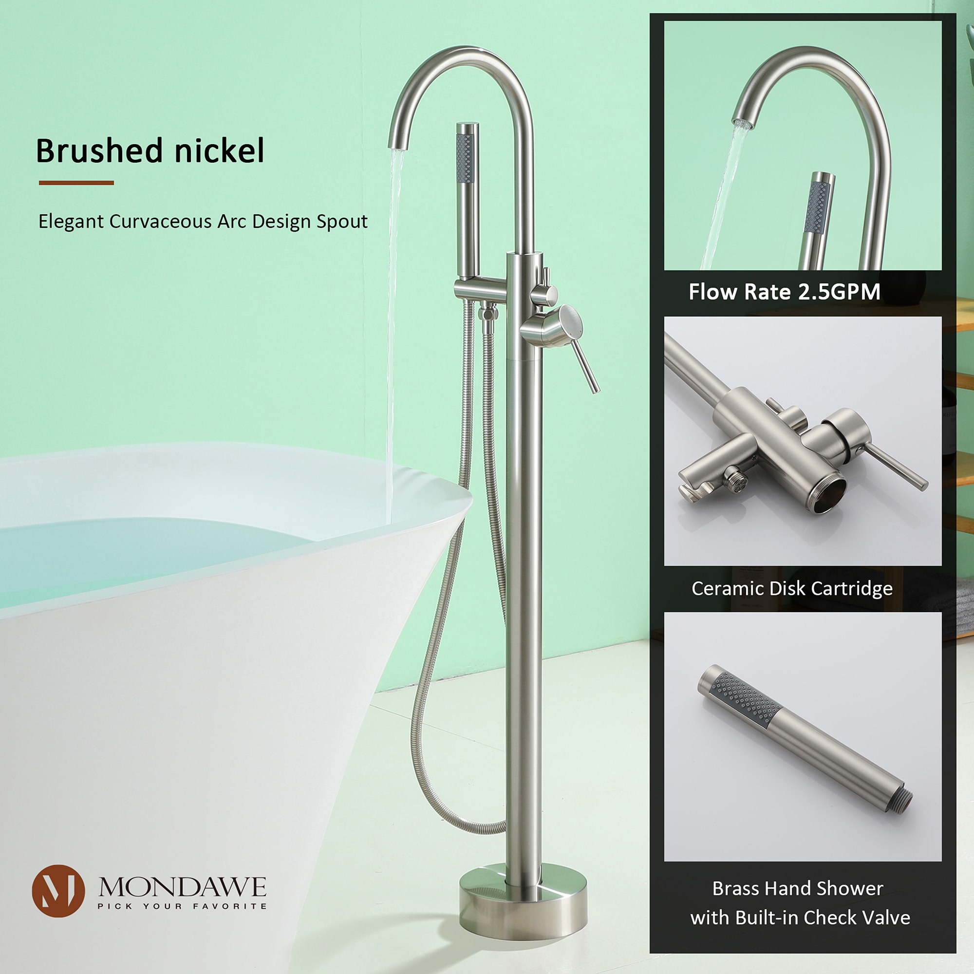 Mondawe AM-S123C-CH Roman-Tub-Faucets - View #5