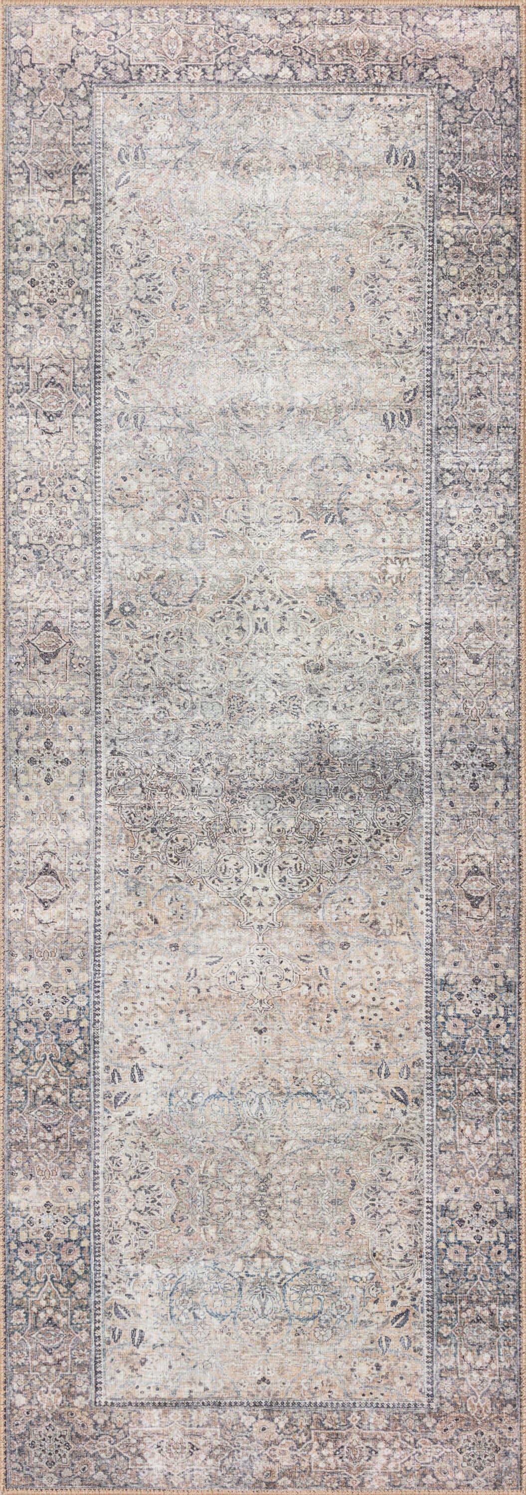 Elegant Gray Oriental 30x114 Synthetic Area Rug