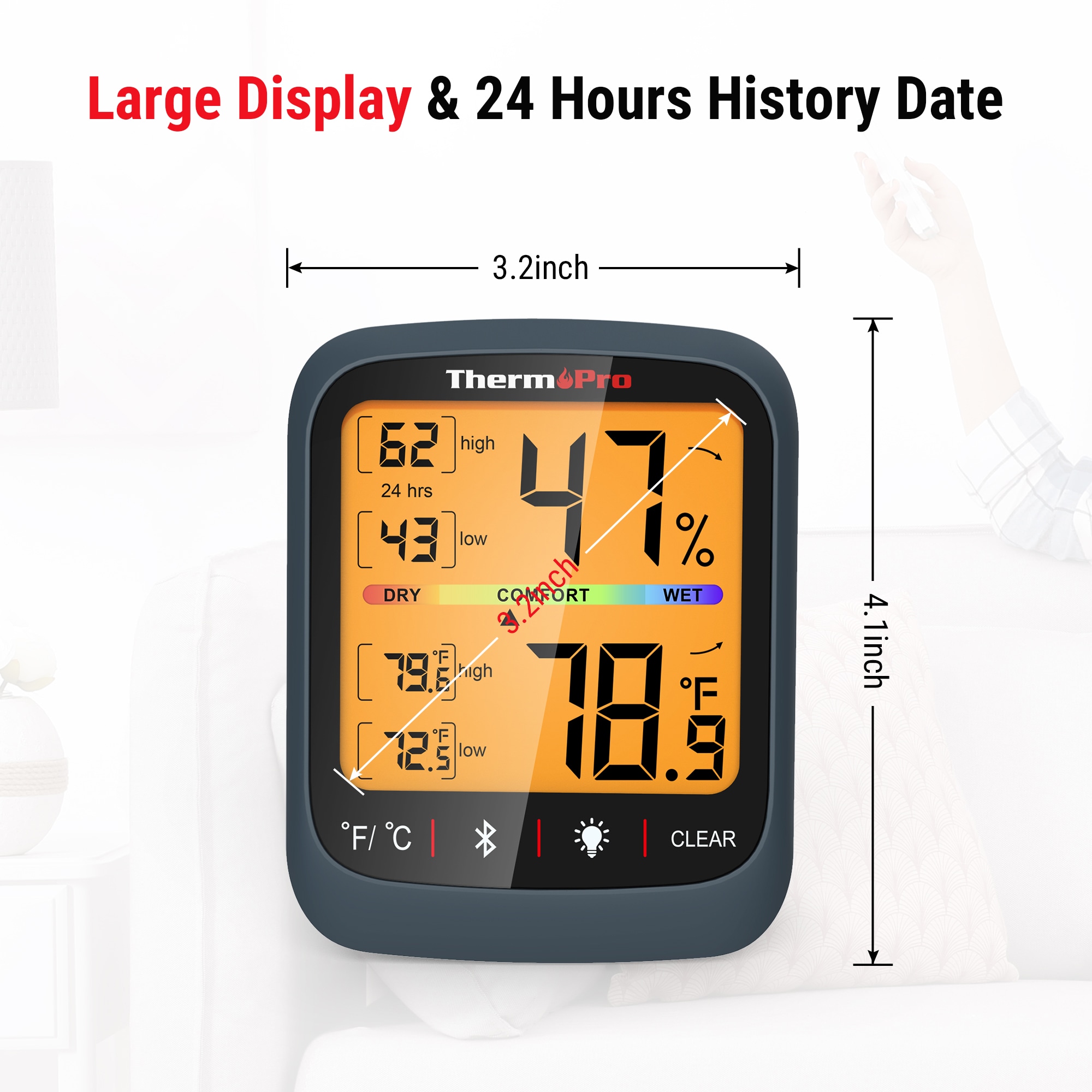 ThermoPro Digital Wireless Indoor Black Hygrometer and Thermometer