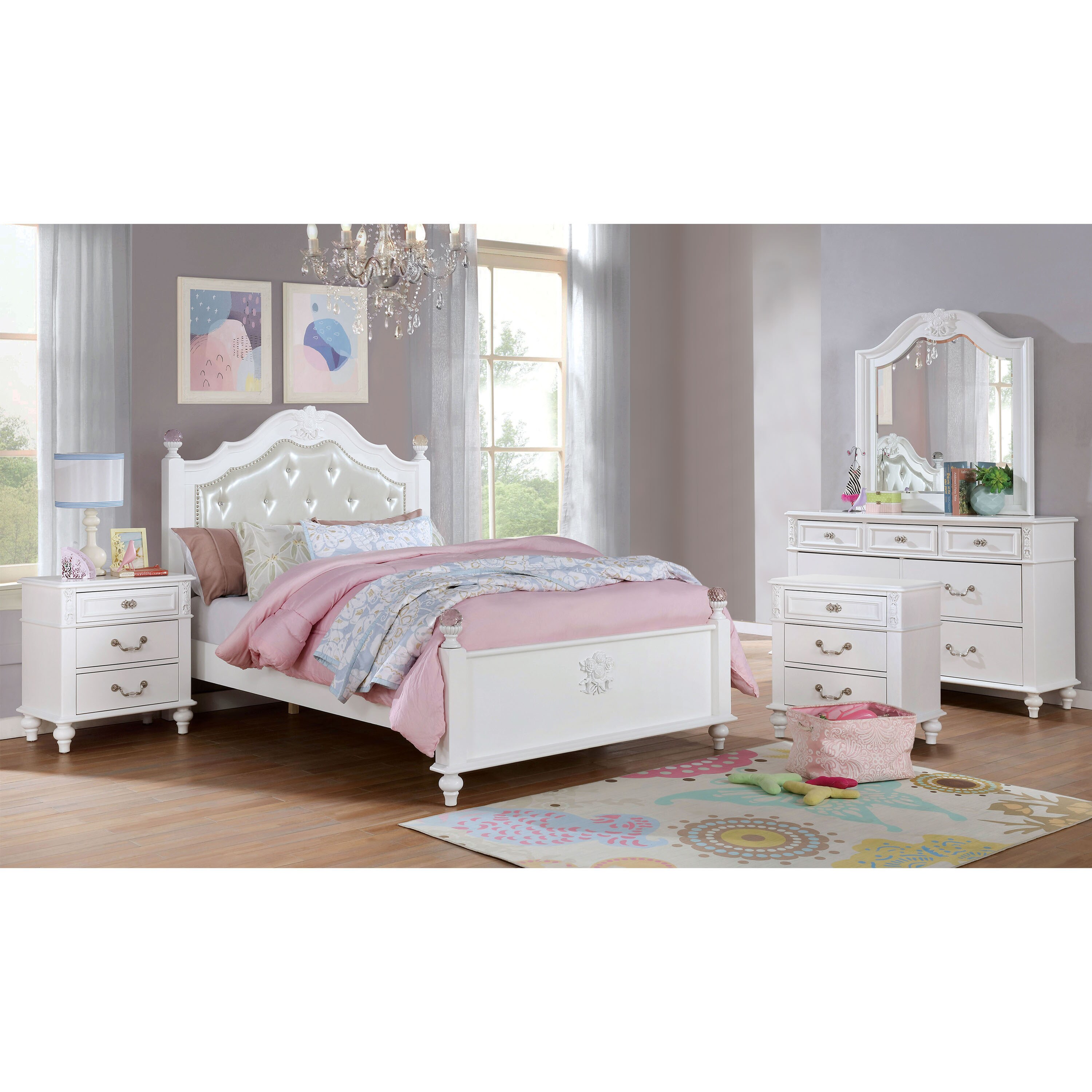 Furniture of America IDF-7174F-NDM Winamac White Full Bedroom Set