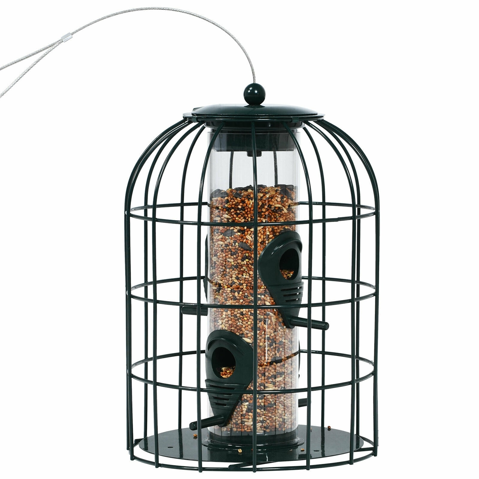 Slickblue - Iron PC ABS Stainless Steel Hanging Squirrel-Resistant Tube Bird Feeder - 4 Ports - G...