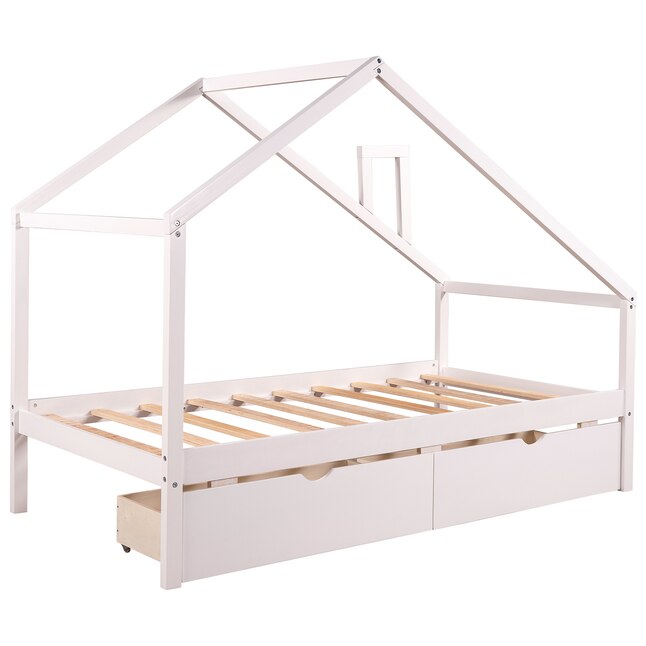 Mondawe White Twin Wood Daybed with Storage in the Beds department at ...