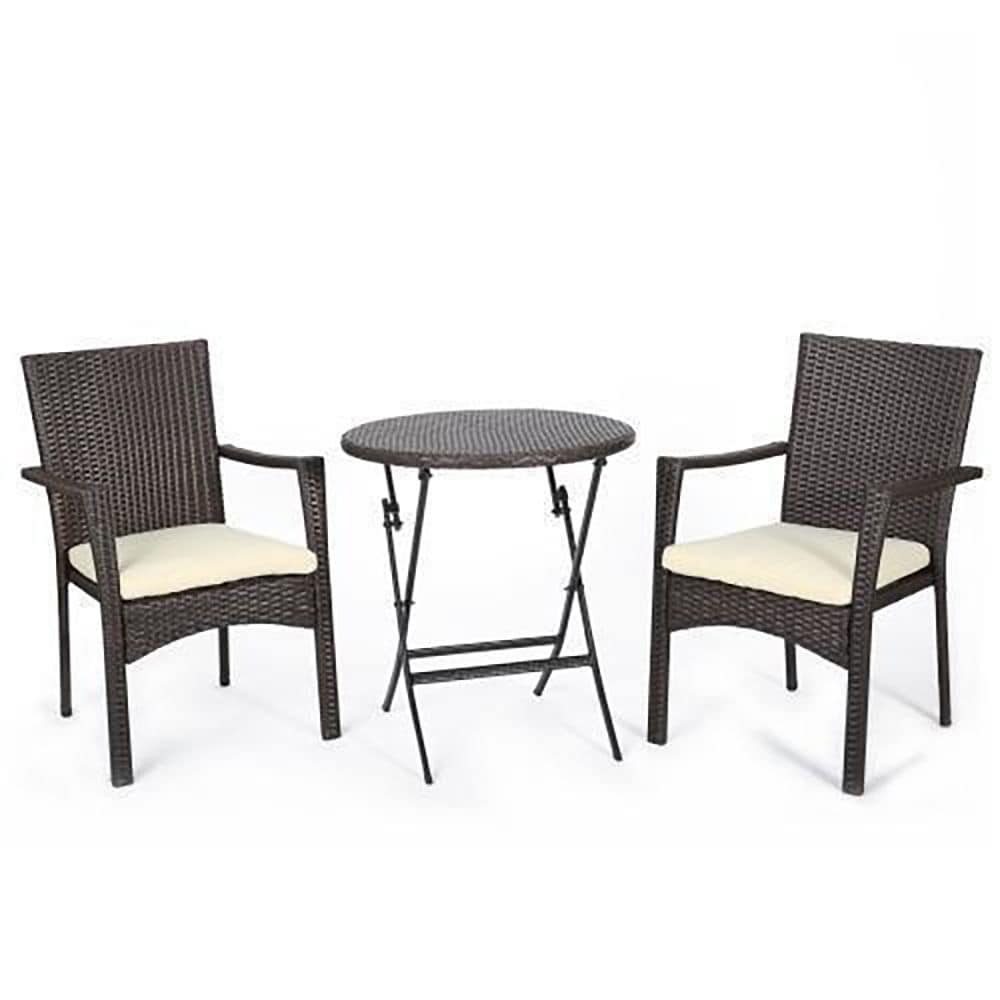 Fun Orange FUNHWCP26 Rattan Patio Conversation Set with White Cushions