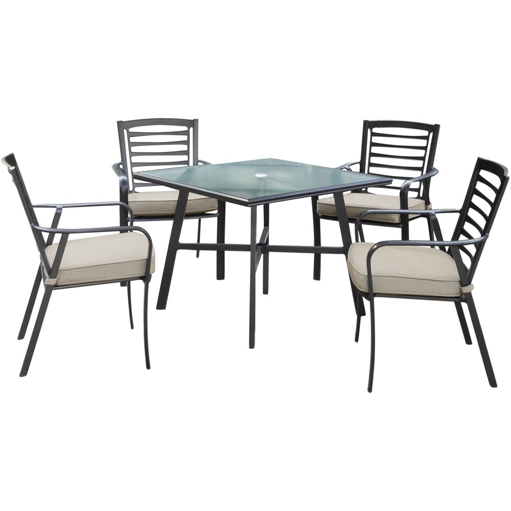 Hanover PEMDN5PCG-ASH Pemberton 5-Piece Patio Conversation Set with Tan Sunbrella Cushions
