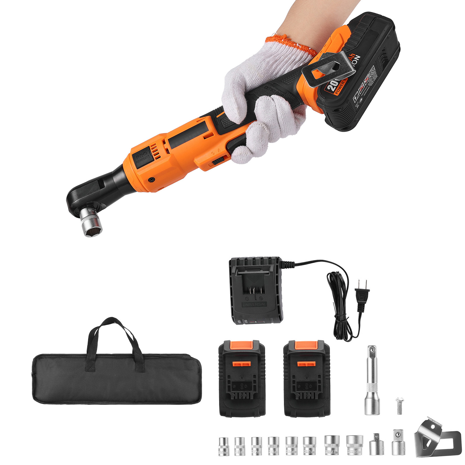 Mecale 3/8-in Drive Cordless Ratchet Wrench 88 ft-lb Torque 230 RPM with Dual 2.0Ah Batteries and Charger #YAS-1EDUYD