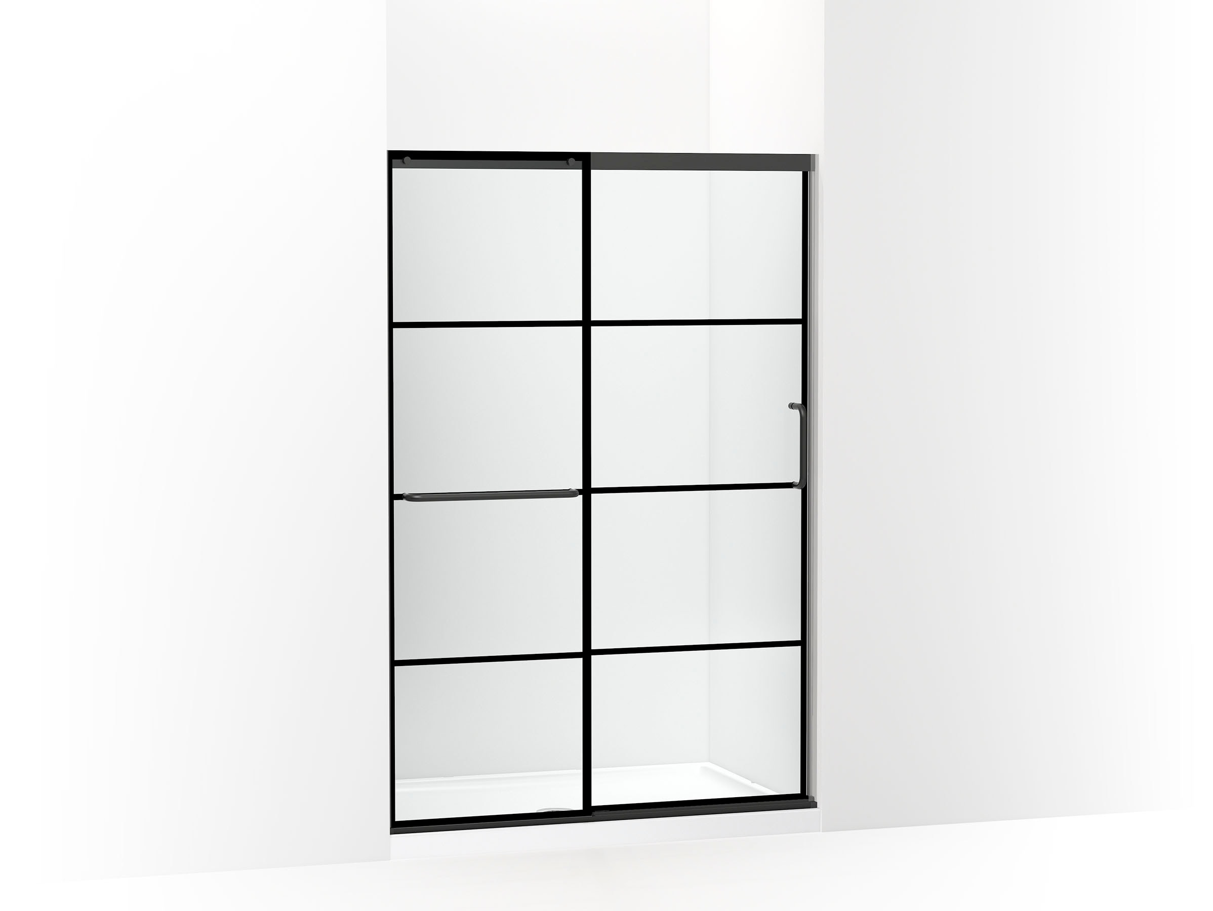 KOHLER K-707606-6G79-BL Matte Black 1/2-in W x 70.5-in H Framed Sliding Shower Door 1/2-in Thick Clear Glass