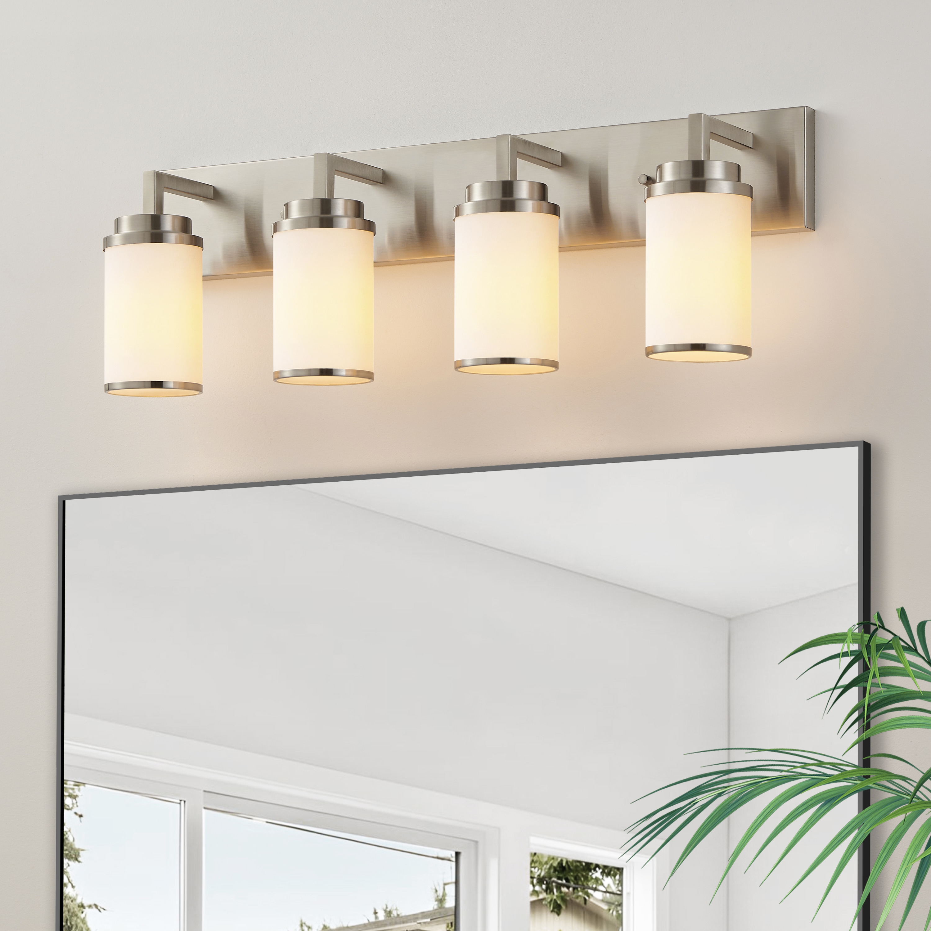 KAWOTI 21391 Olann 30-in 4 -Light Brushed Nickel Transitional Vanity light