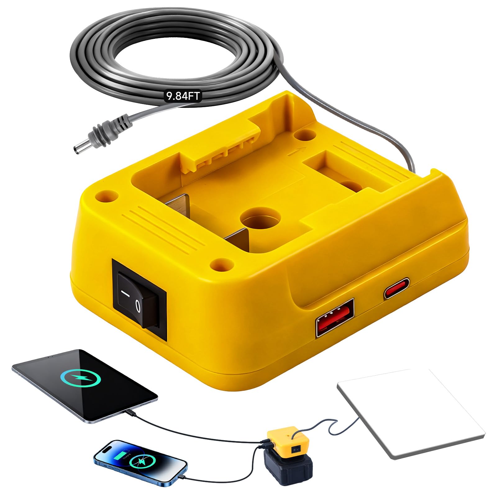 Adrinfly  Starlink Mini power cell Adapter Compatible with DeWalt 18V 20V power cell 9.84FT 18AWG DC Power Cord with Independent Button and Low
