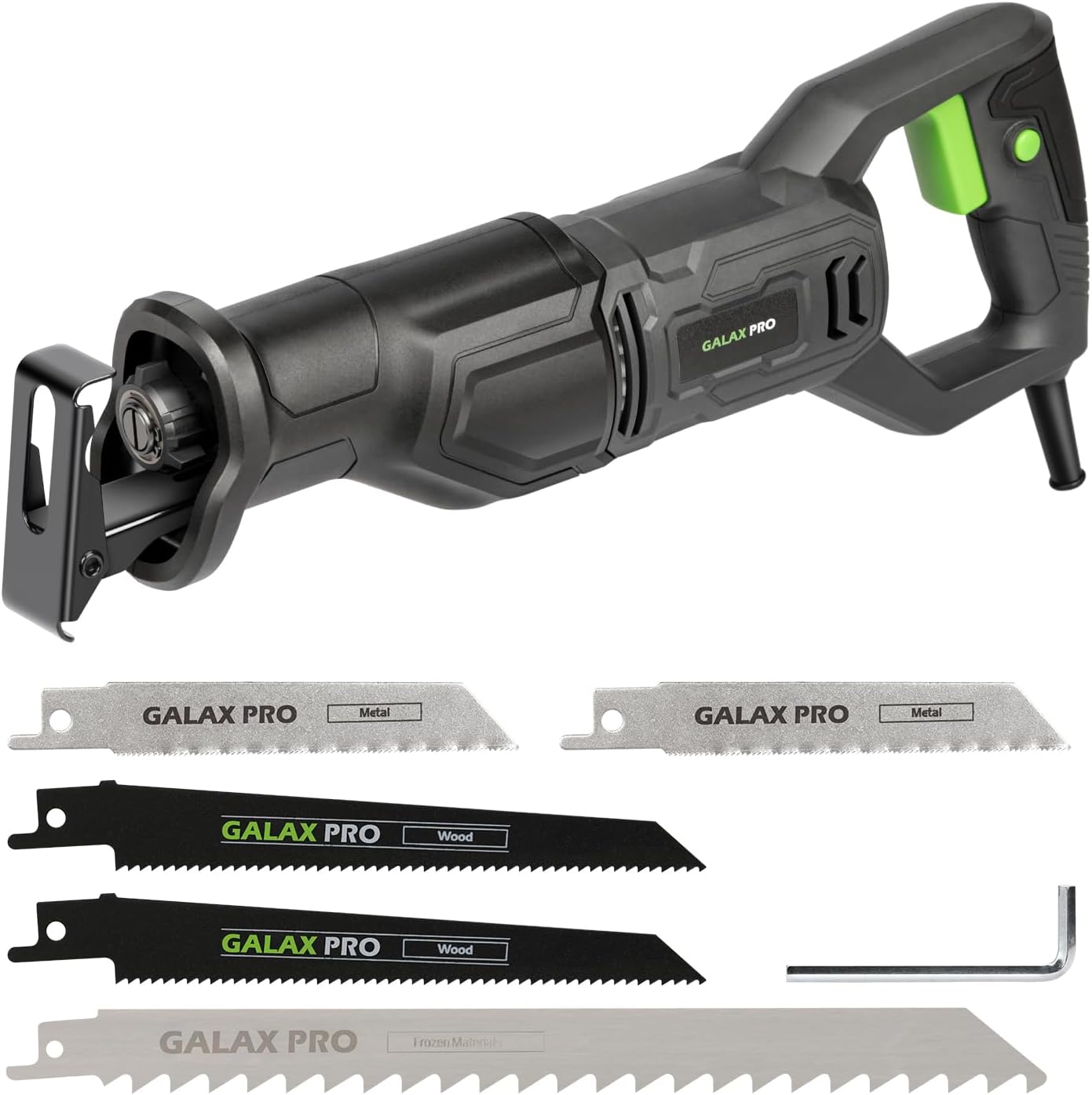 GALAX PRO 120V 6.0 Amp Corded Reciprocating Saw with Variable Speed 4-5 Inch Stroke Length 0-3000 SPM for Cutting Wood Metal and PVC Pipes #GP-H88D-TPH