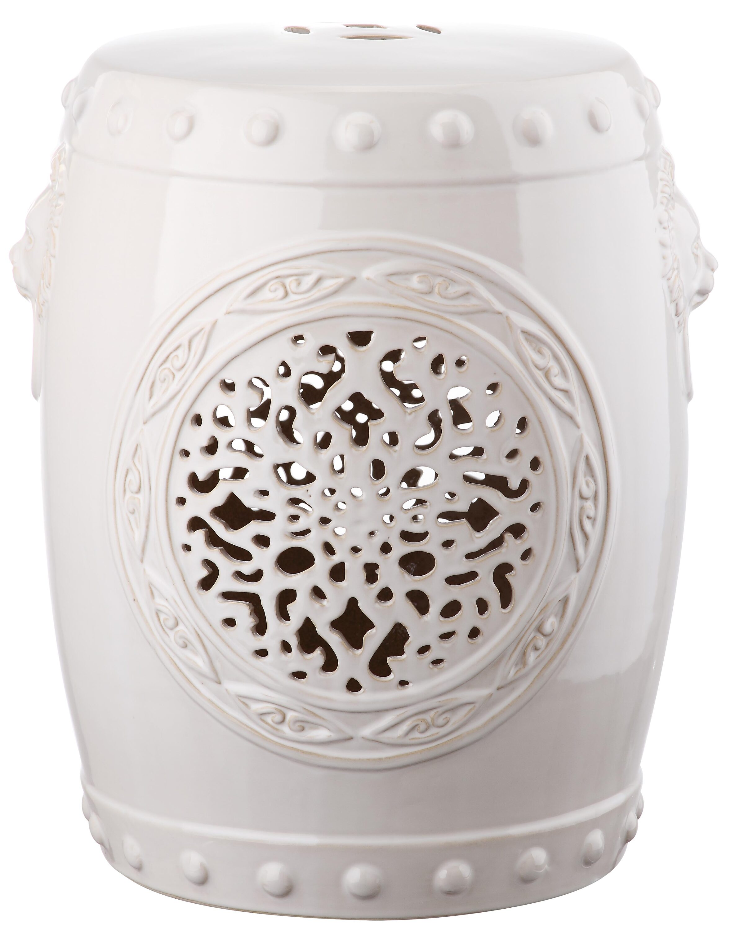 Safavieh ACS4532B 18-in Cream Ceramic Barrel Garden Stool
