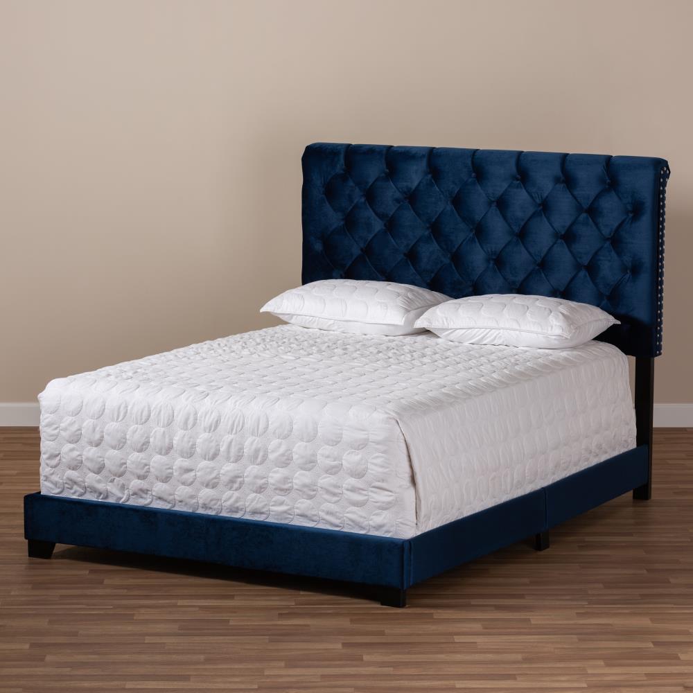 Baxton Studio Candace Blue Full Wood Upholstered Bed in the Beds