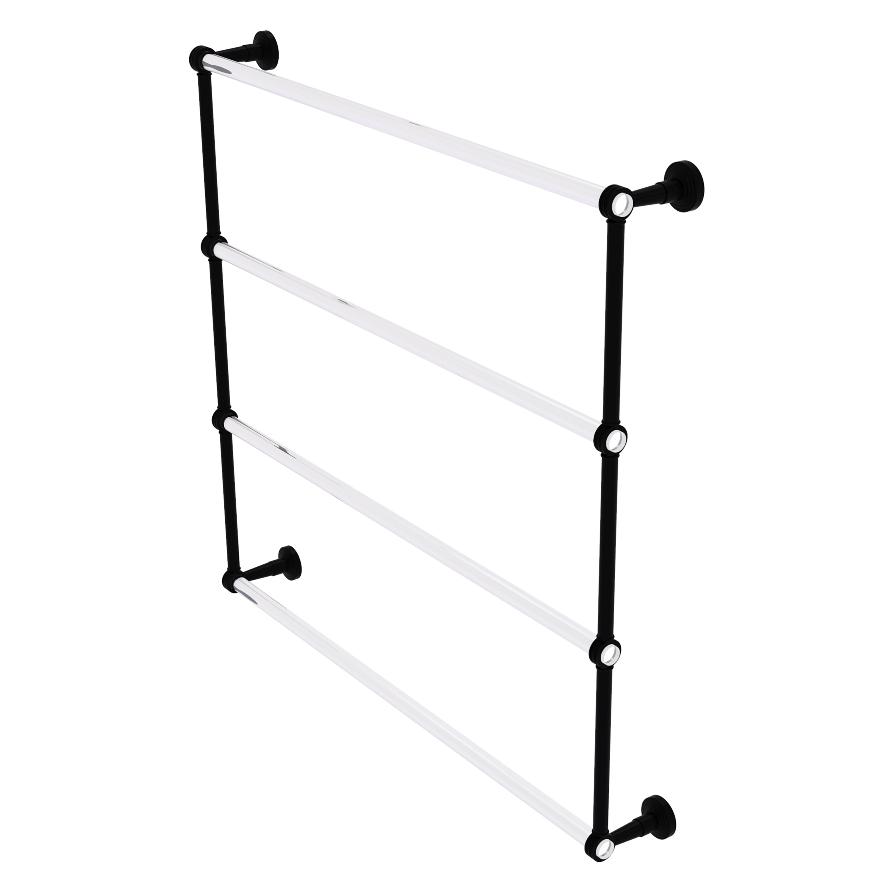 Allied Brass PB-28D-36-BKM Pacific Beach 36-in double Matte Black Wall mount 4-tier Towel Bar