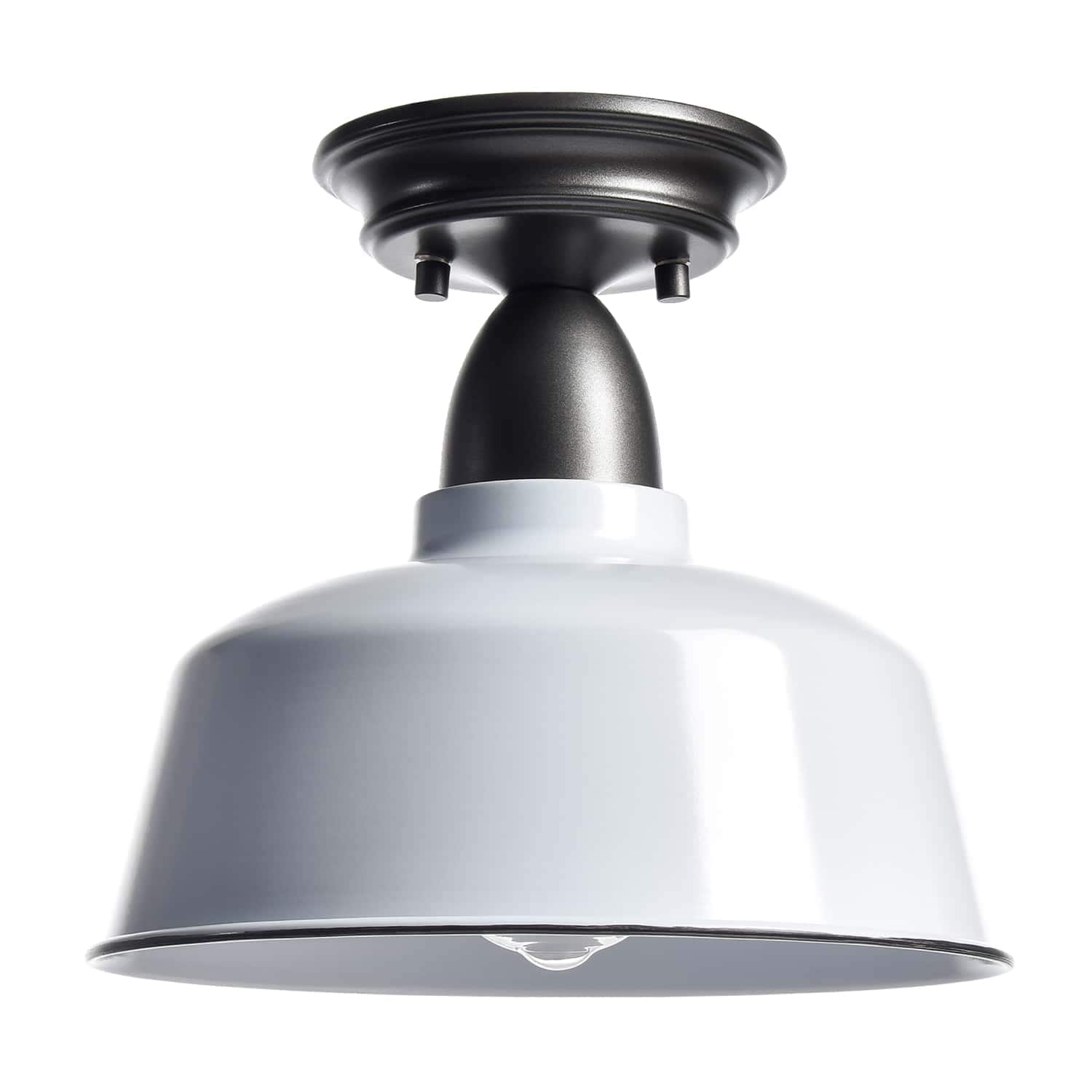 Claxy TJ-T7089CU-WW Metal 1 -Light 10.24-in Polished White Semi Flush Mount Light