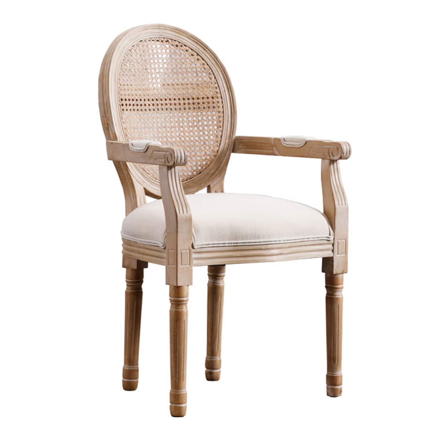 SINOFURN SYA010279GD Set of 2 Rustic Polyester Upholstered Dining Arm Chair (Wood Frame)