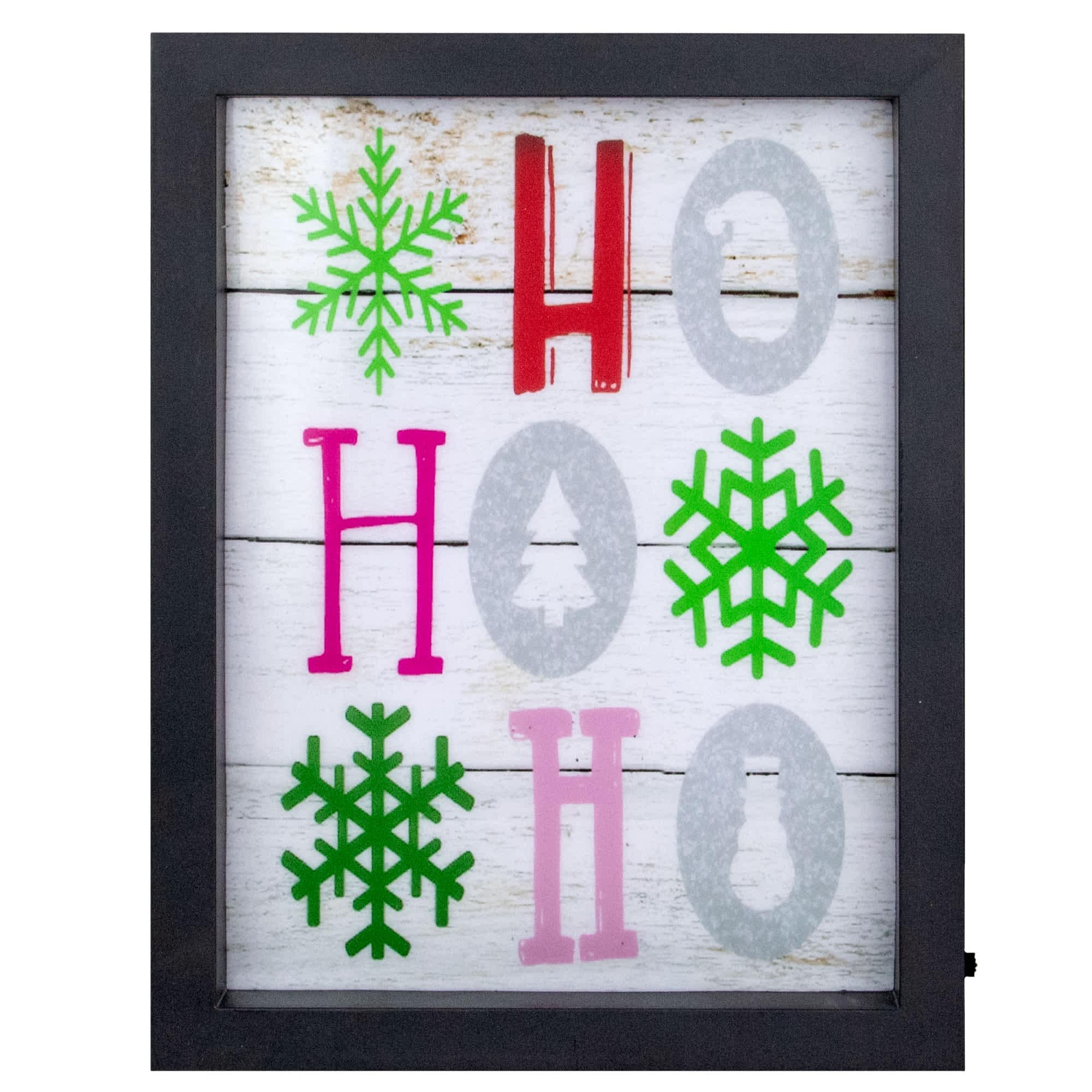 Northlight LED Lighted HO HO HO with Snowflakes Framed Christmas Wall Art - 9 inch