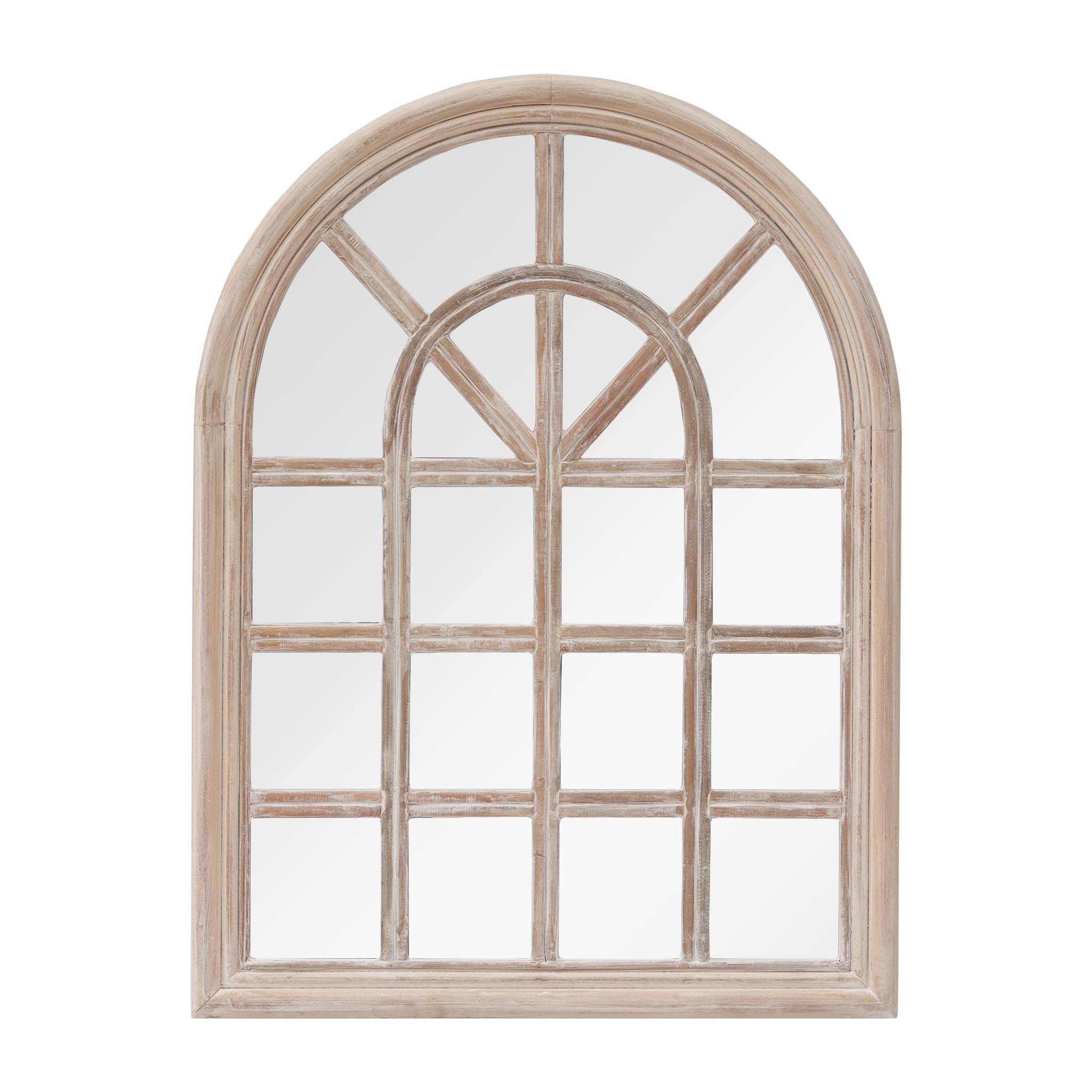 Parisloft JT1207 23.625-in W x 31.5-in H Arch Wood Color with White Washed Finish Framed Wall Mirror