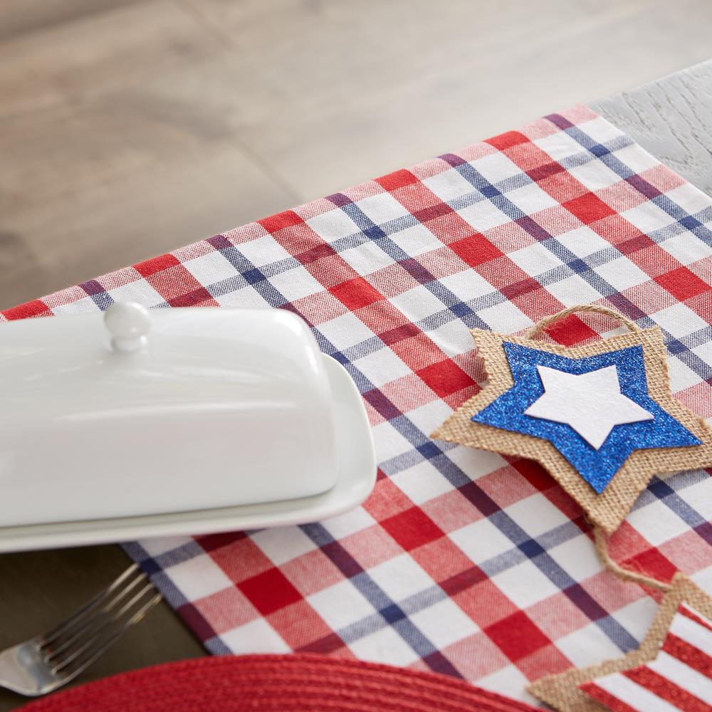 14 x 72 in. Red White and Blue Cotton Plaid Table Runner