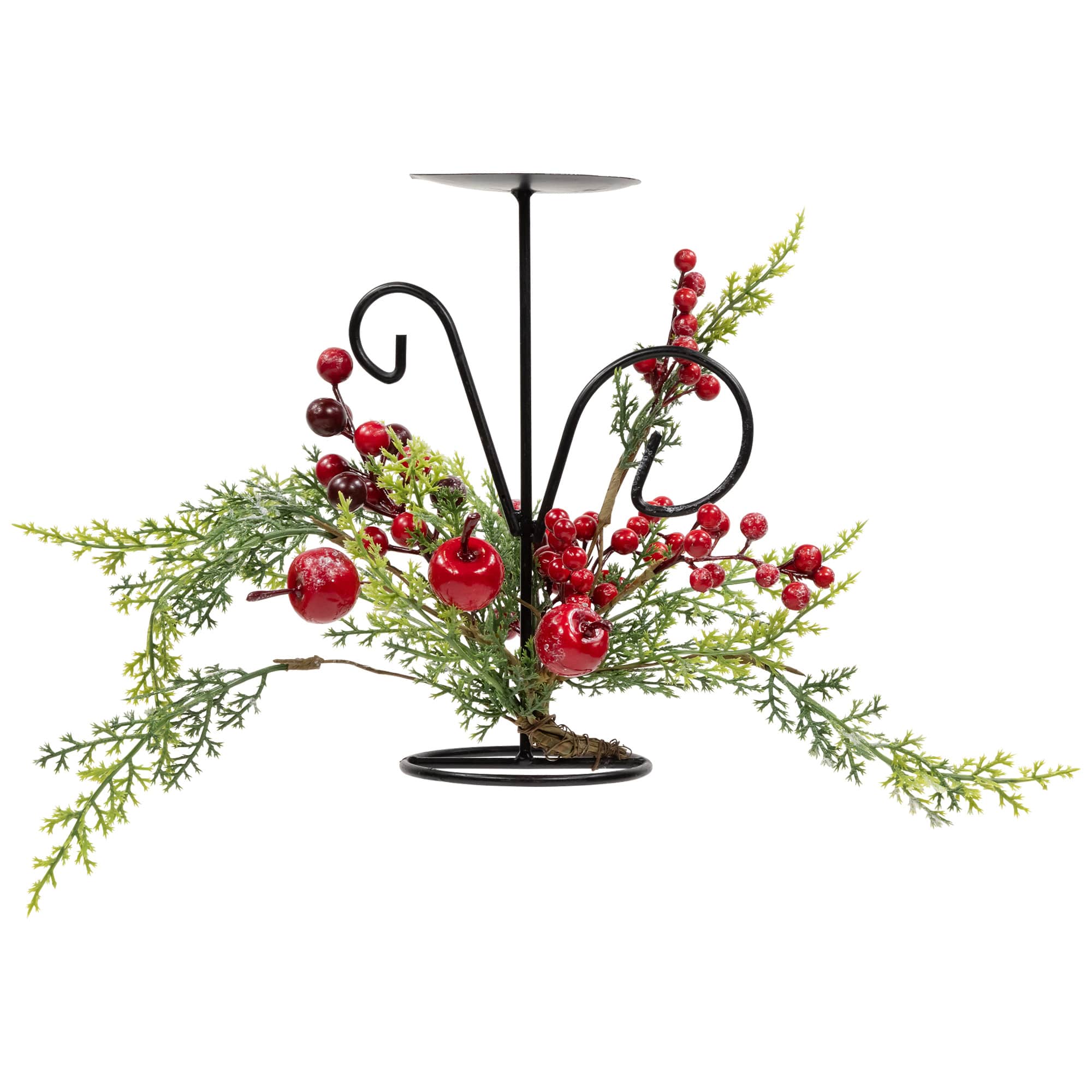 Northlight Apples and Berries Christmas Pillar Candle Holder - 10 inch - Green and Red