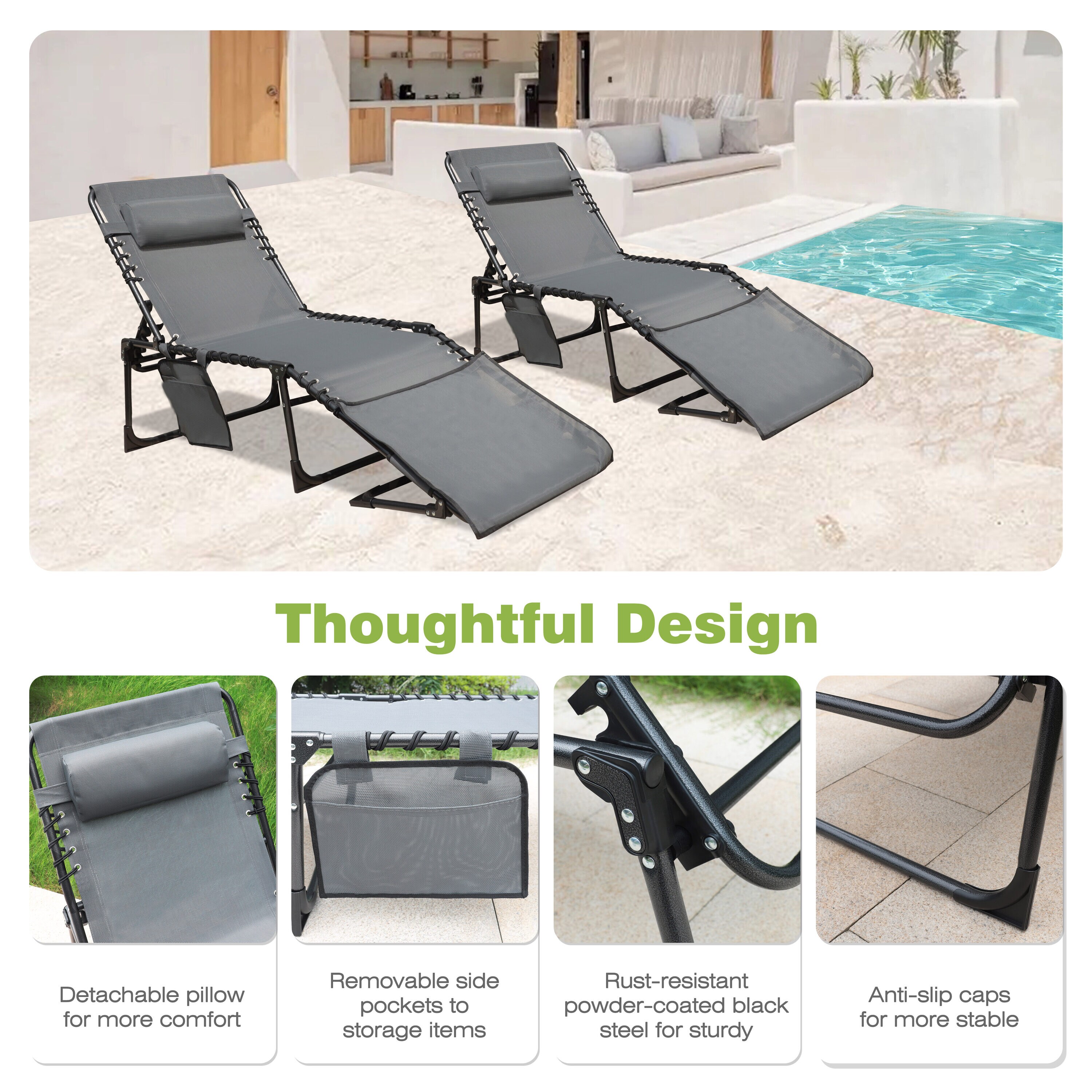 VEIKOUS PG0208-10DGY-2 Patio-Chairs - View #7