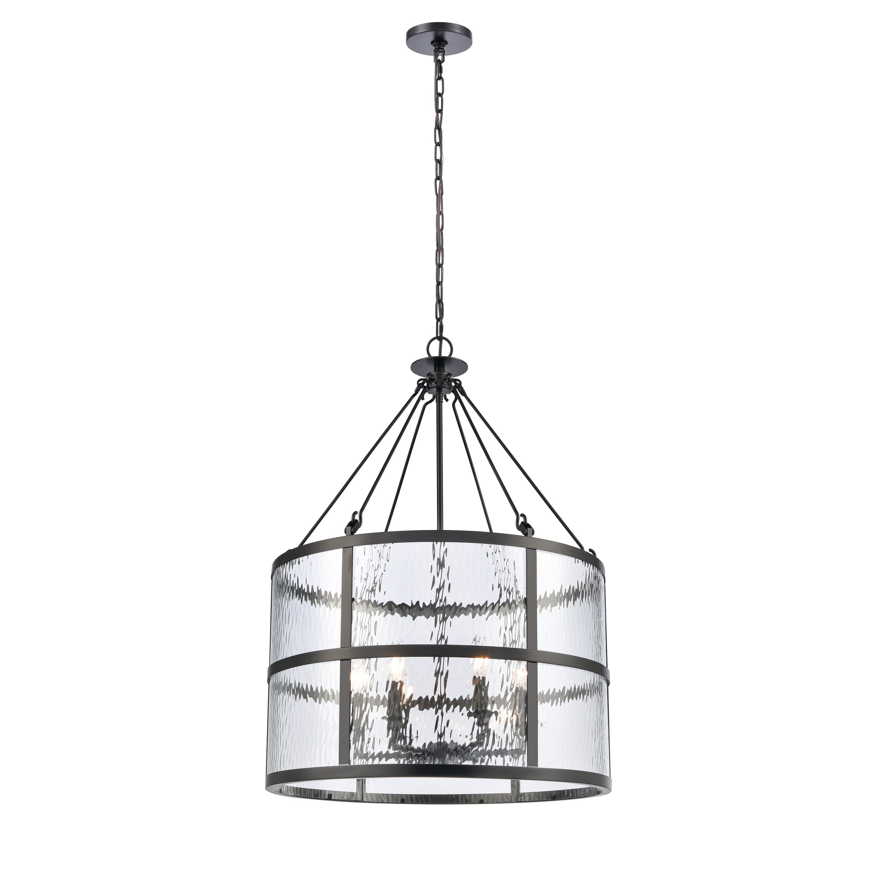 Westmore by ELK Lighting LW-220711200 Current 6-Light Black Transitional Clear Glass Cylinder Hanging Pendant Light